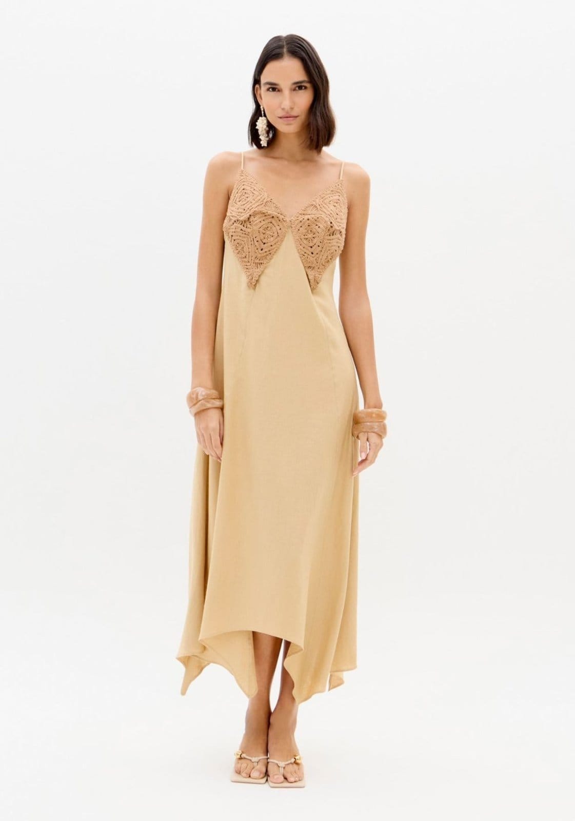 Vestido Super Midi Evasê Com Linho