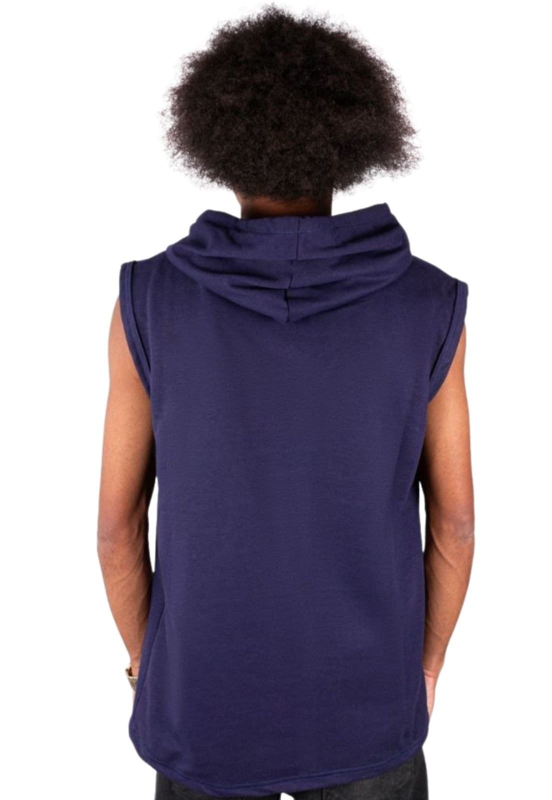 Vista 2 Blusa Regata De Moletinho Lisa Masculino Relaxado azul marinho