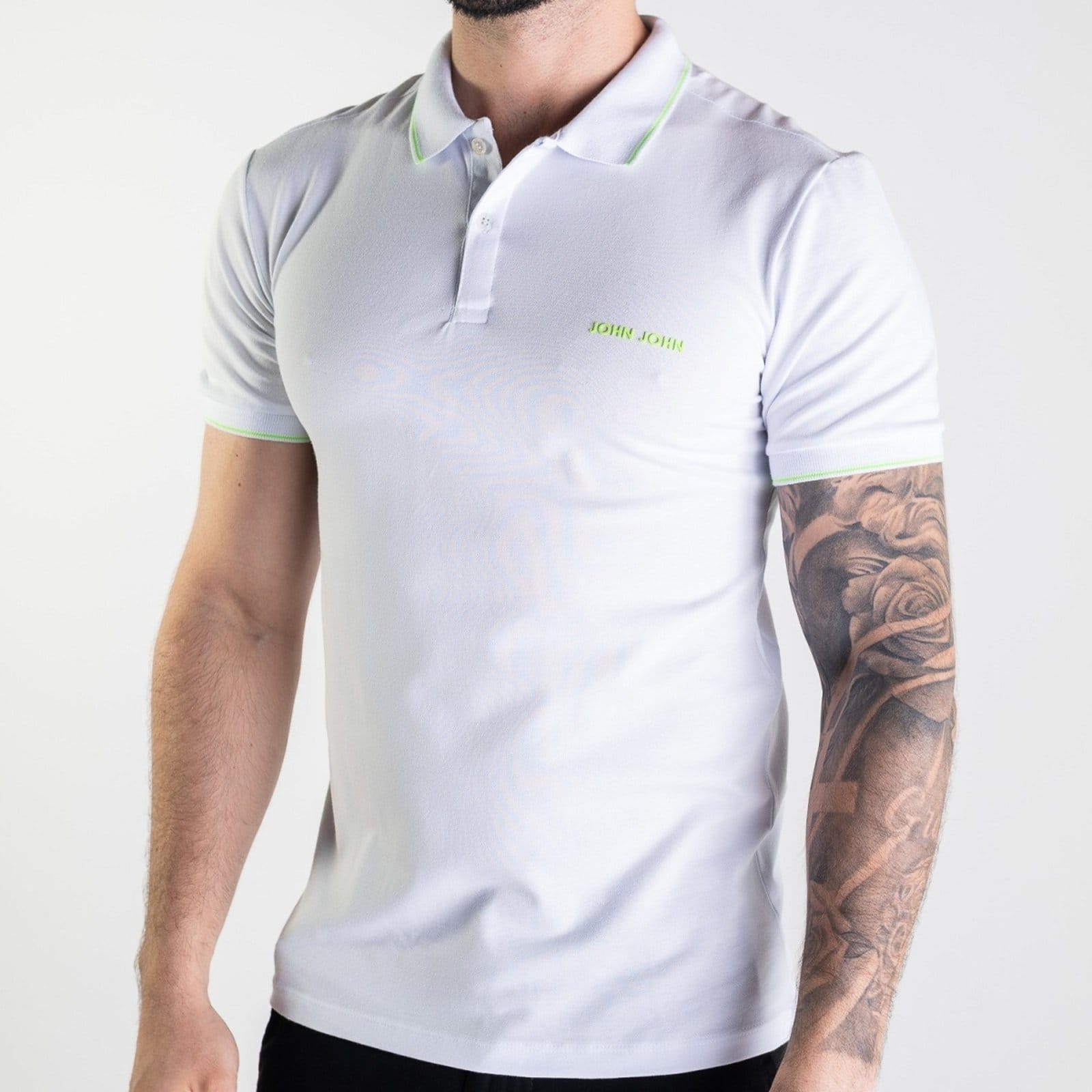 Vista 2 Camisa Polo John John Eletric Branca Jonh John branco