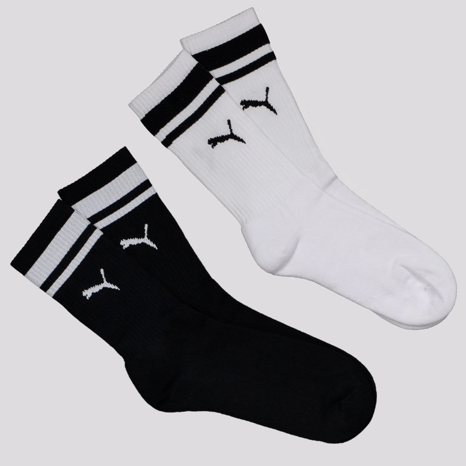 Kit de Meia Puma 2 Pares Cano Longo Heritage Branca e Preta
