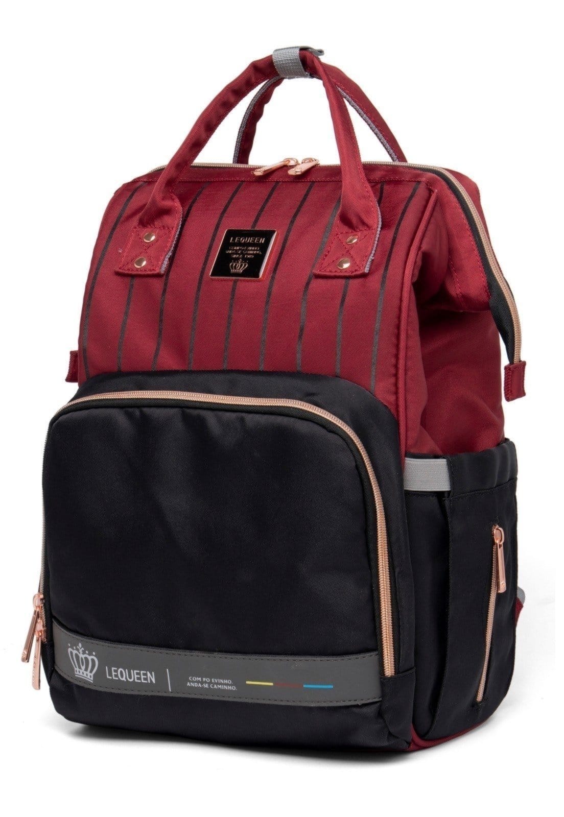 Vista 2 Bolsa Mochila Maternidade LeQueen Reforçada Bolso Térmico para Mamadeira Lequeen preto