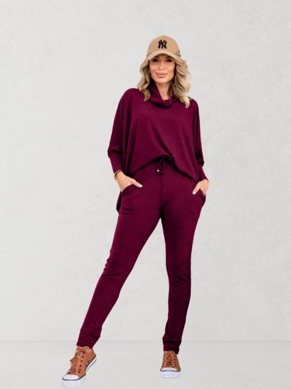 Conjunto Via Lessa Dublin em Malha Tricot Marsala