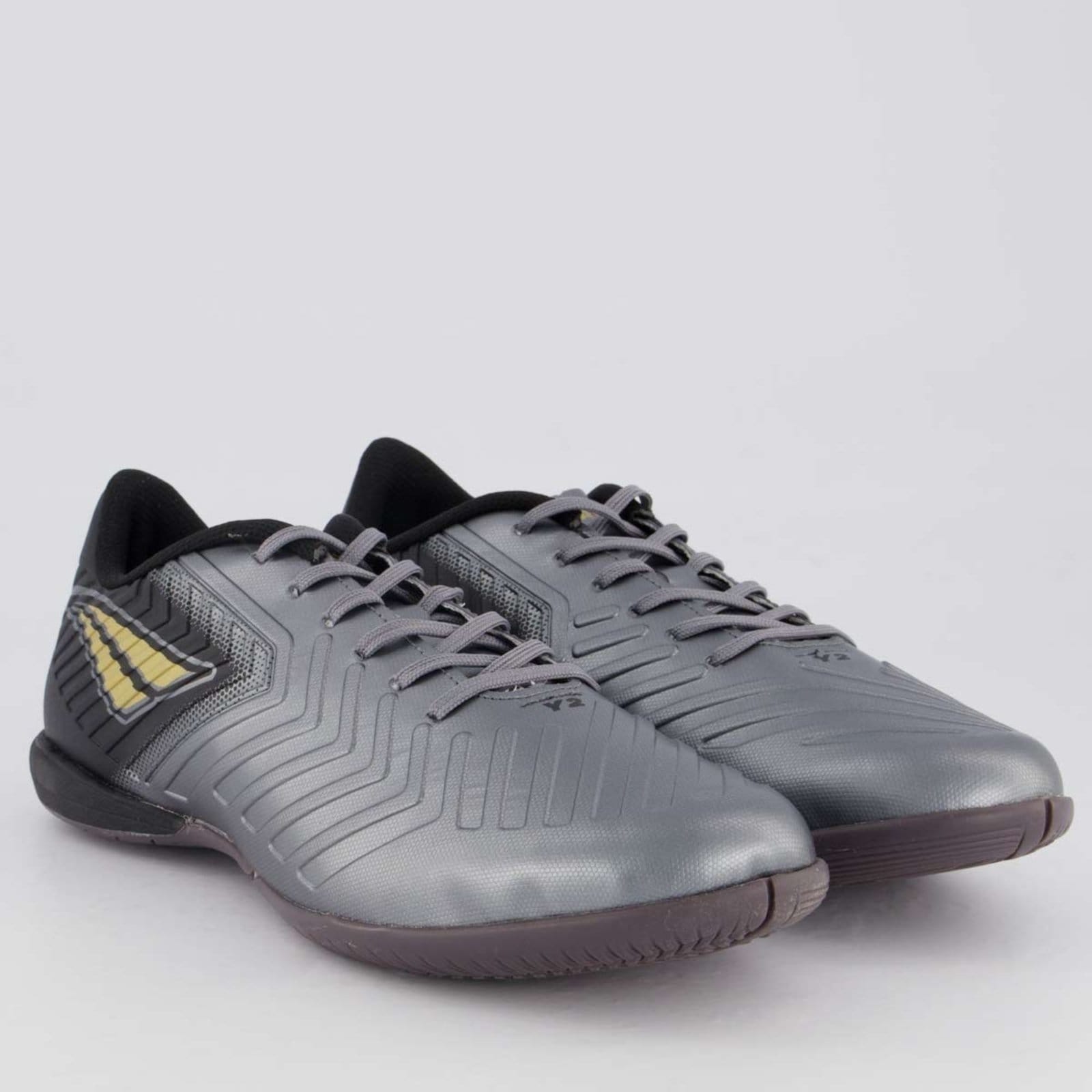 Vista 2 Chuteira Penalty Digital Y-2 Futsal Cinza Penalty preto