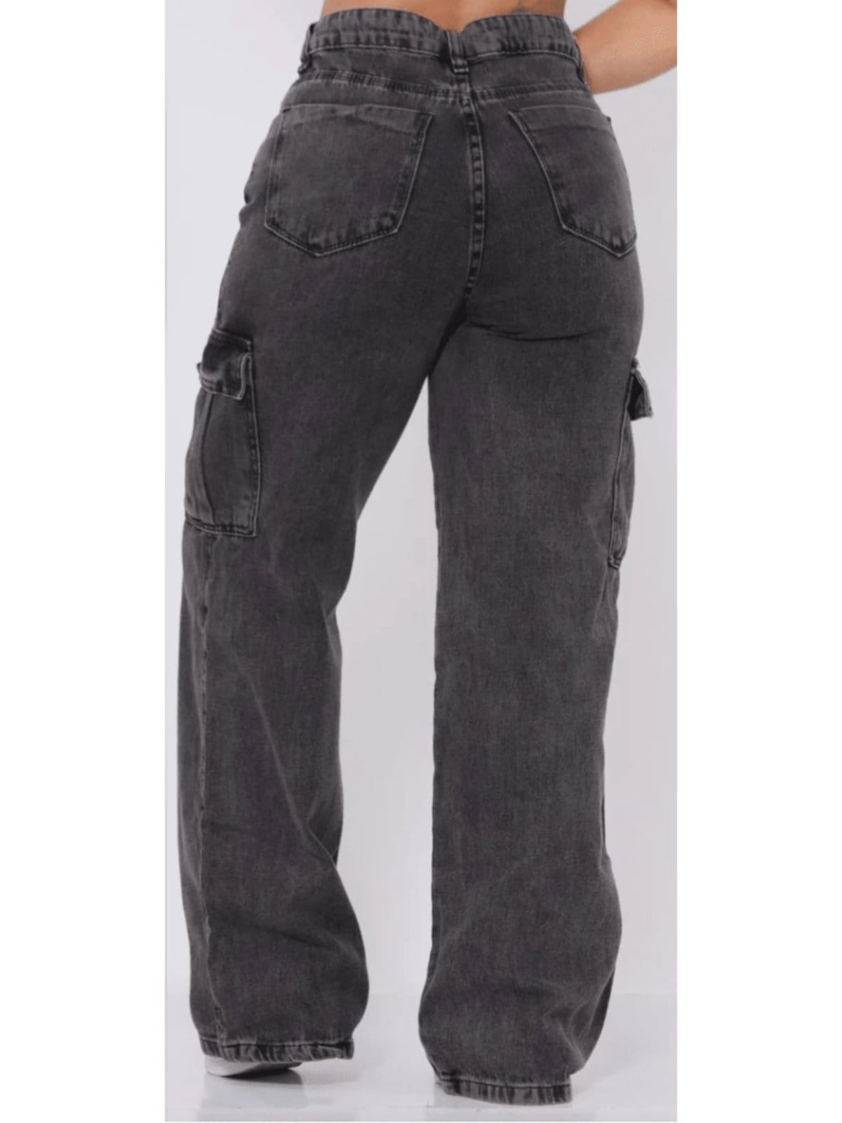 Vista 2 Calça Widleg Cargo CCW CENTRAL Casual e Confortavel Ideal Dia a Dia Preto CCW CENTRAL CAPITAL WEAR grafite/jeans