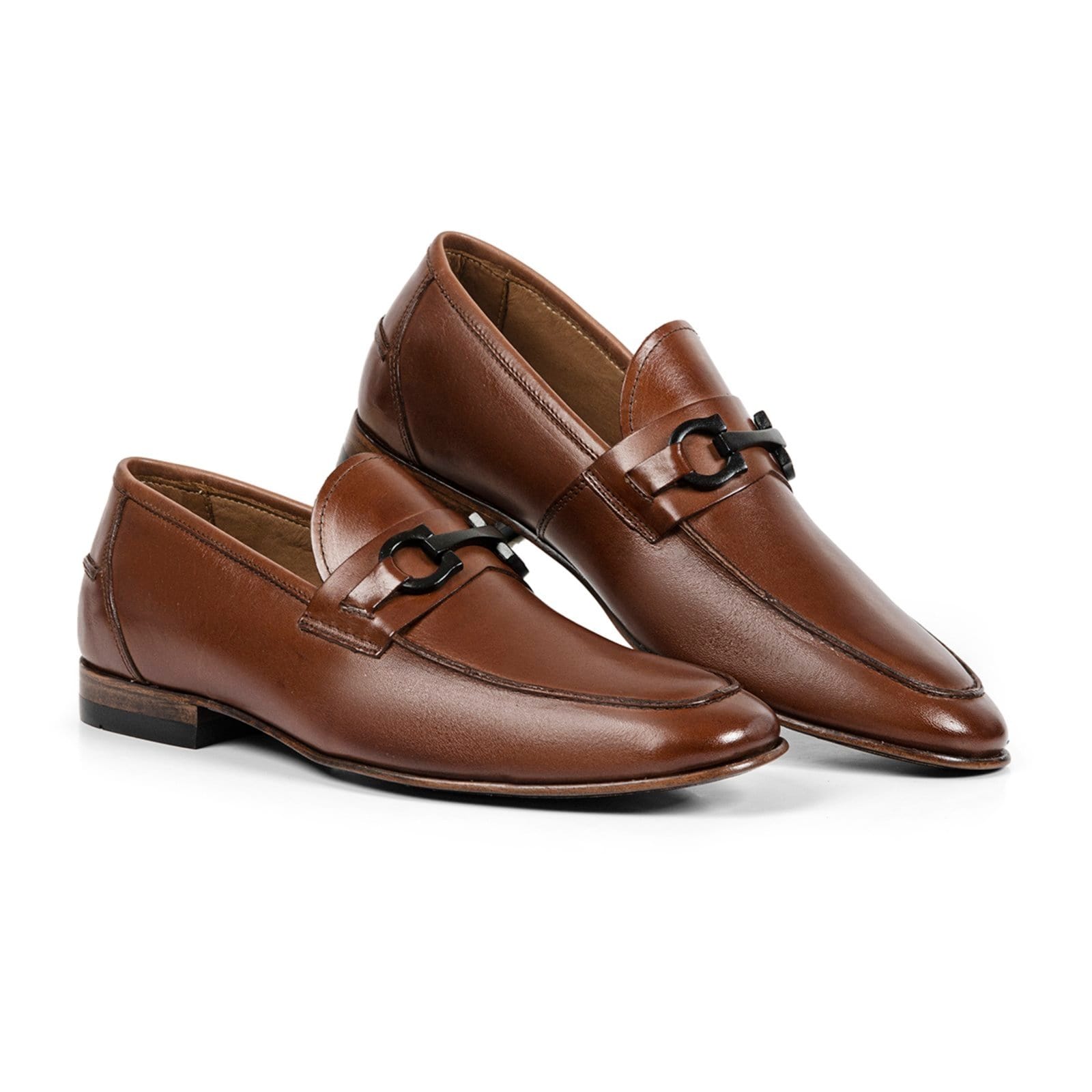 Vista principal Sapato Masculino Social Veritimo Mocassim Em Couro Oxford Metal Brogue Conforto Whisky Veritimo marrom