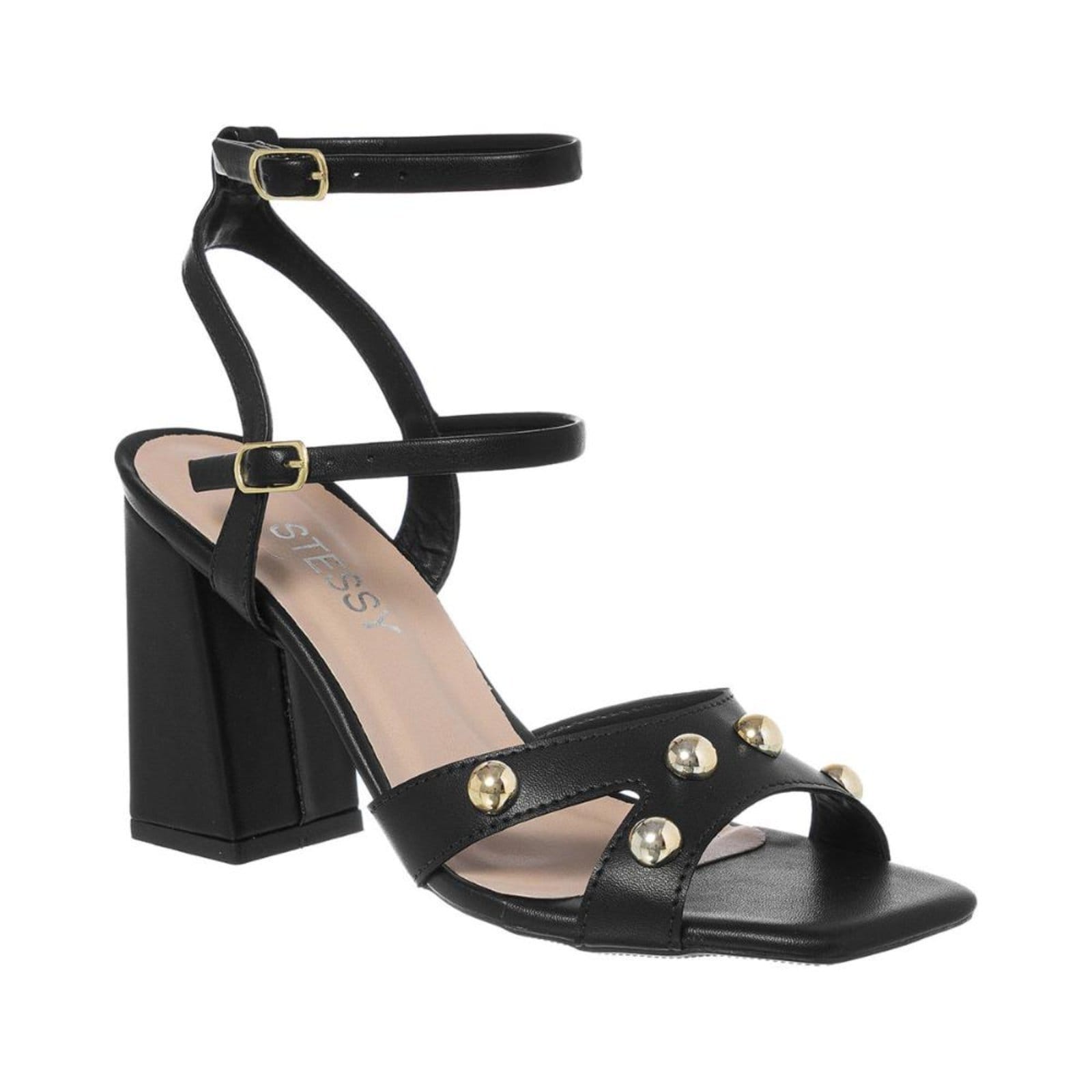 Sandalia Feminina Salto Bloco Grosso Festa Luxo Metalizado