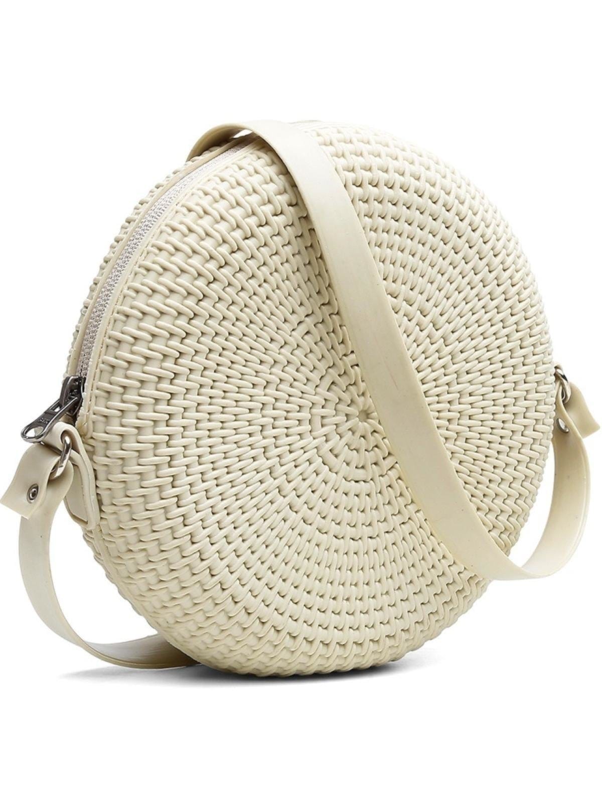 Bolsa Transversal Feminina Redonda Casual Pvc Marfim