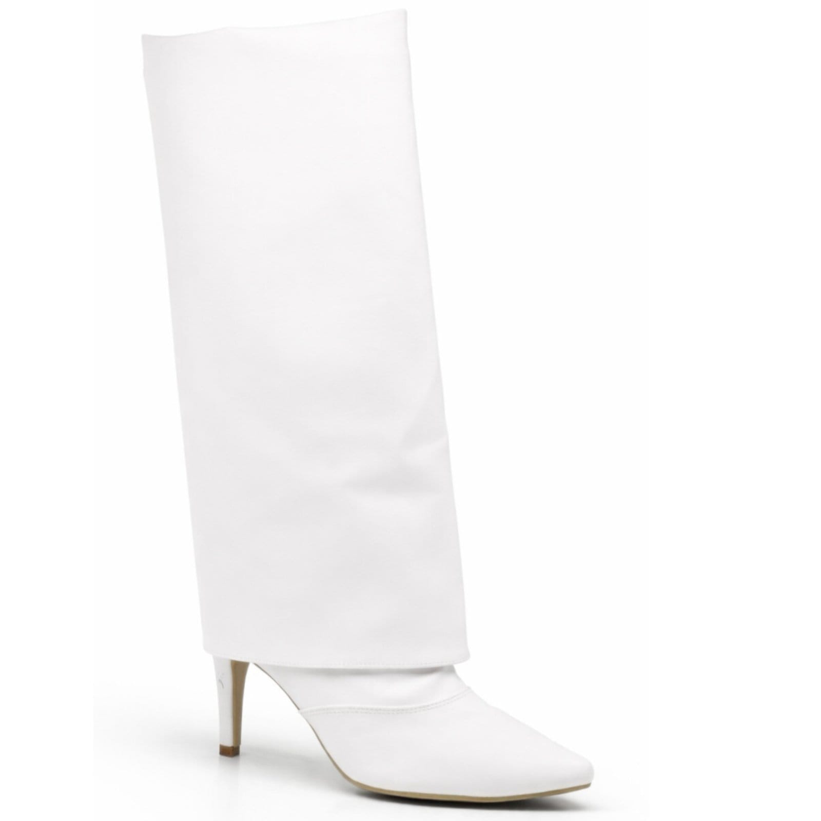 Bota Feminina Cano Alto Com Capa Salto Fino Moderna e Confortável 1796 Branca