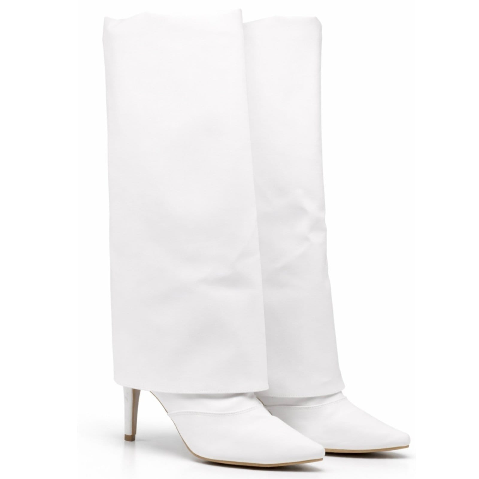 Vista 2 Bota Feminina Cano Alto Com Capa Salto Fino Moderna e Confortável 1796 Branca Hannah Footwear branco