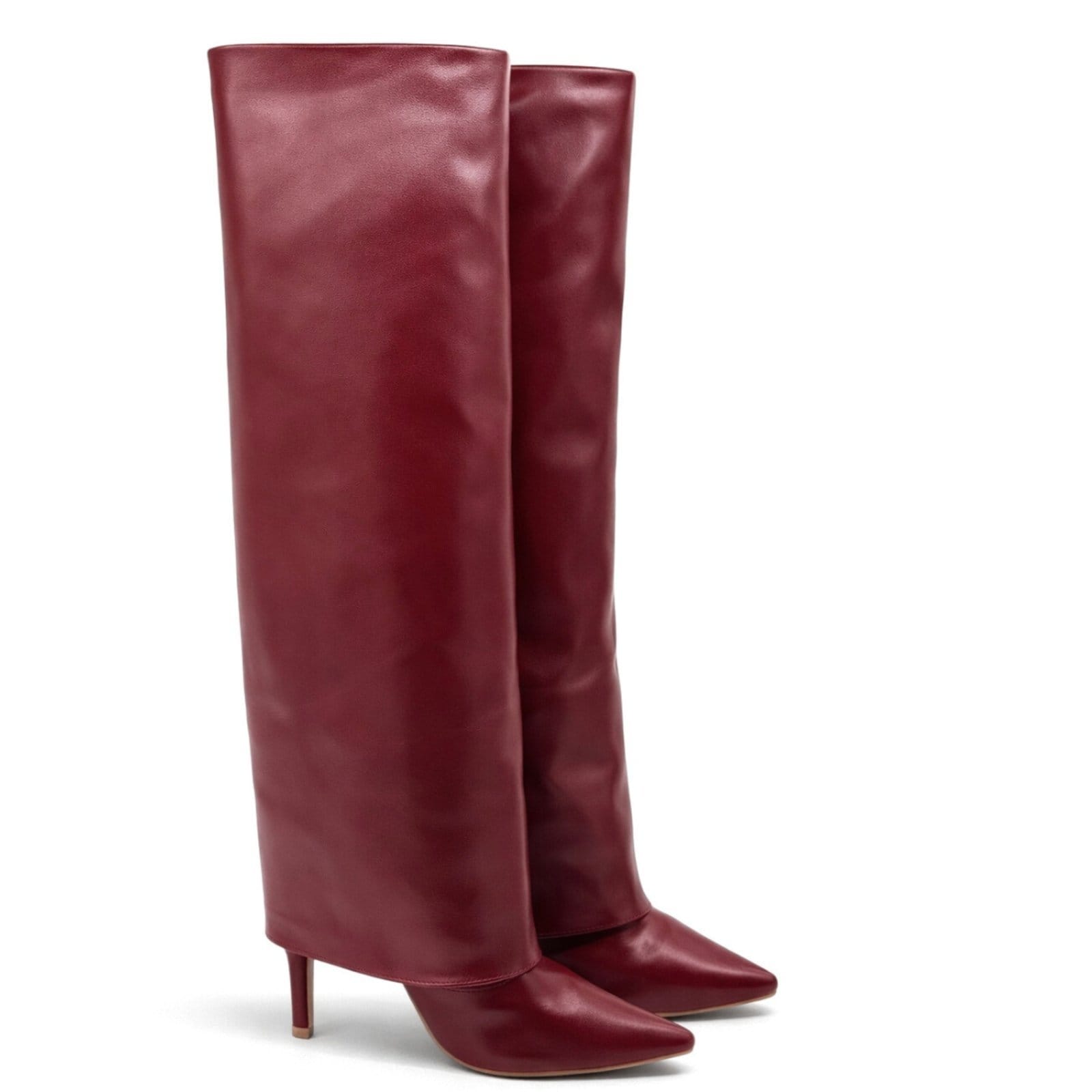 Vista 2 Bota Feminina Salto Fino Cano Longo Com Capa Luxo Sete Sales 1796 Sete Sales vinho