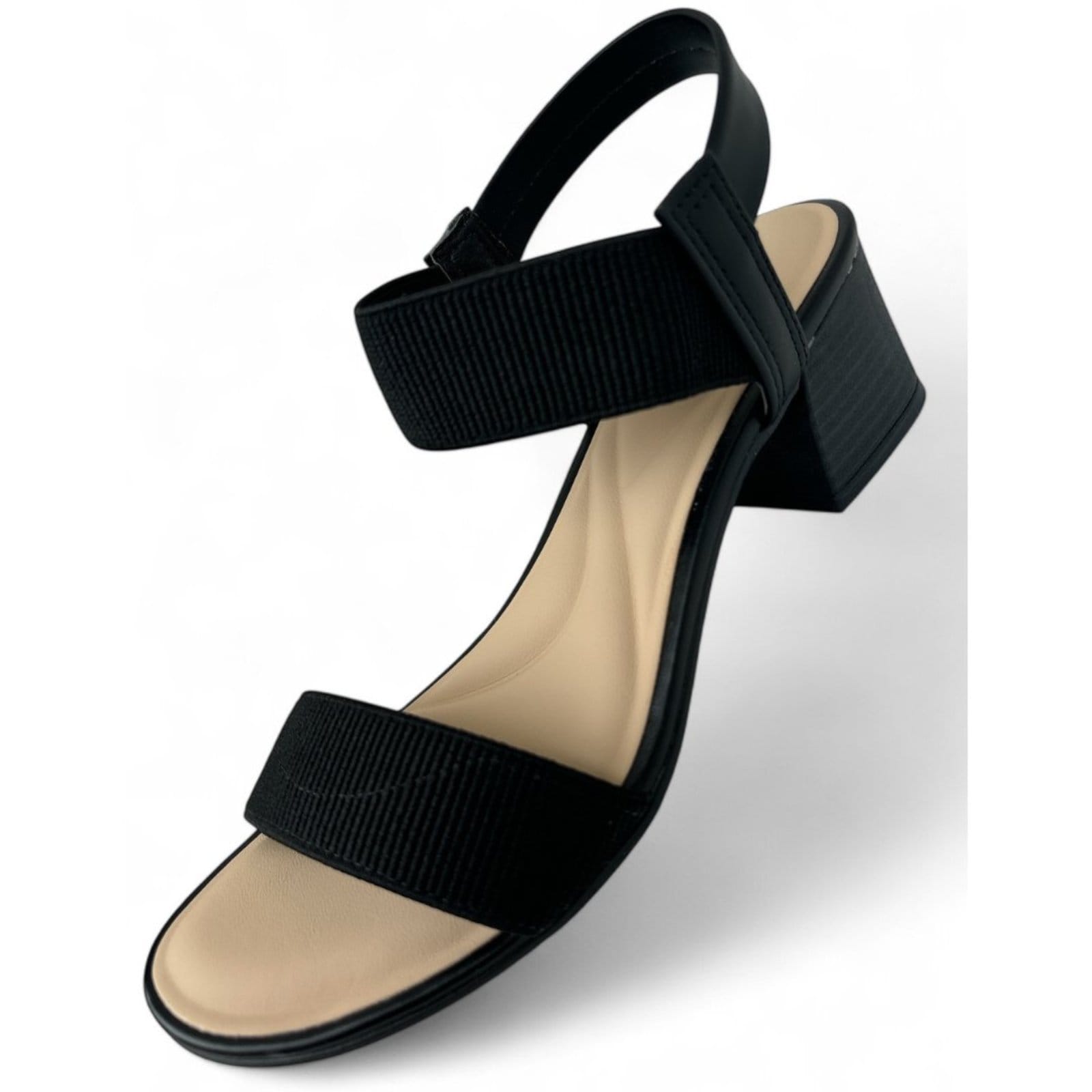 Vista 2 Sandália Feminina Salto Bloco com Elástico Preta Comfortflex 2456401-7 Comfortflex preto