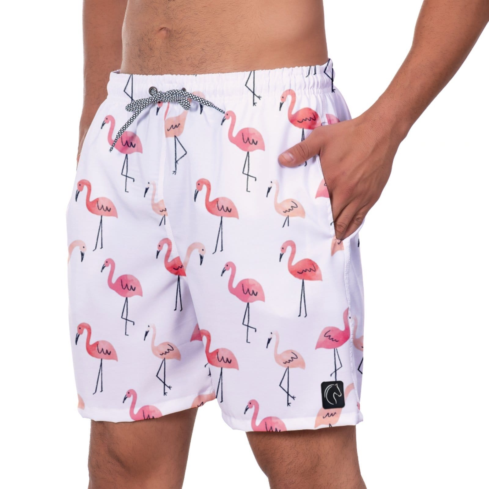 Short Praia Premium Masculino Academia Fitness Caminhada Flamingos Conforto Estilo Moda Treino Esporte W2