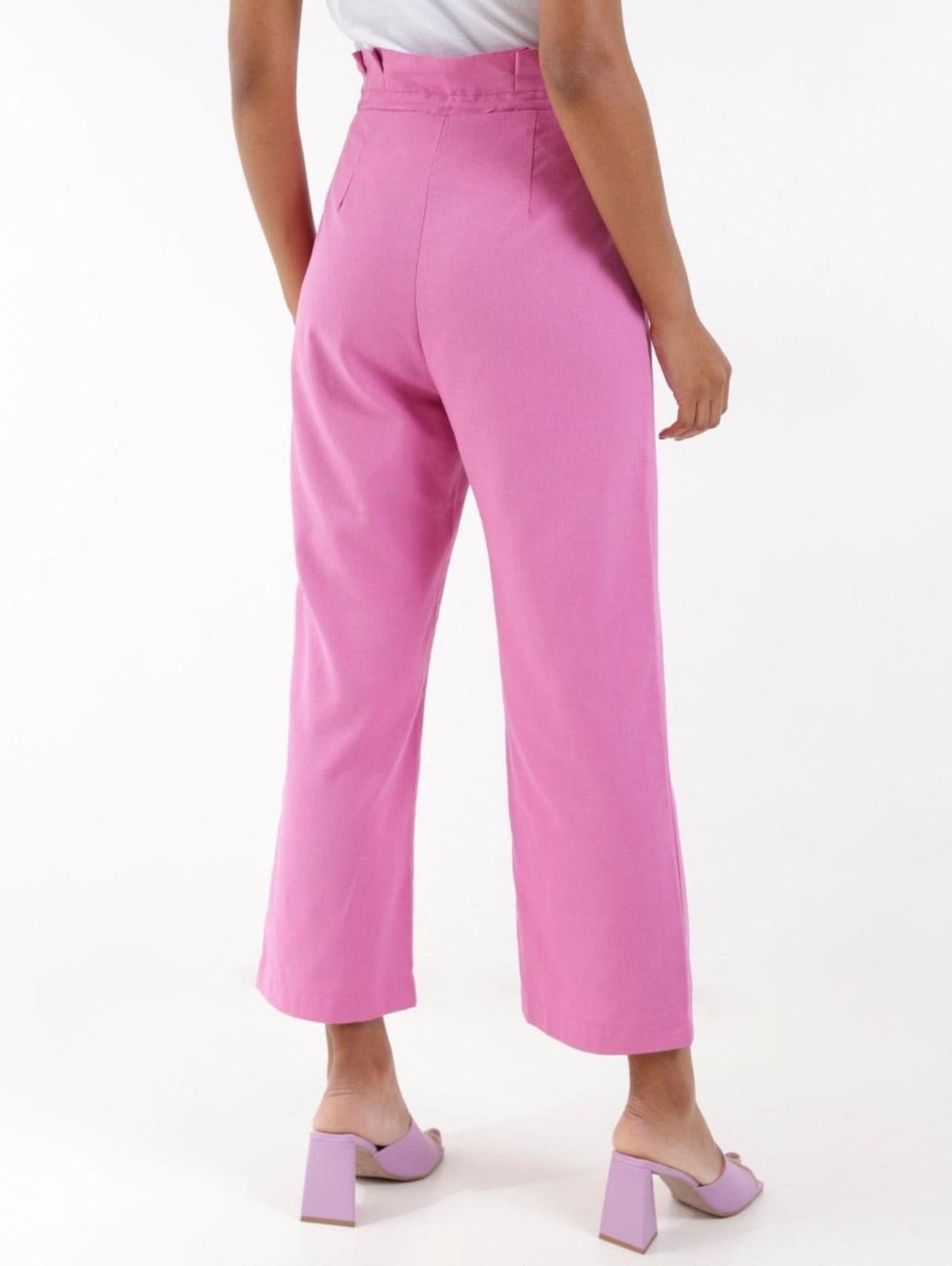 Vista 2 Calça Clochard de Linho Autentique Feminina Autentique rosa