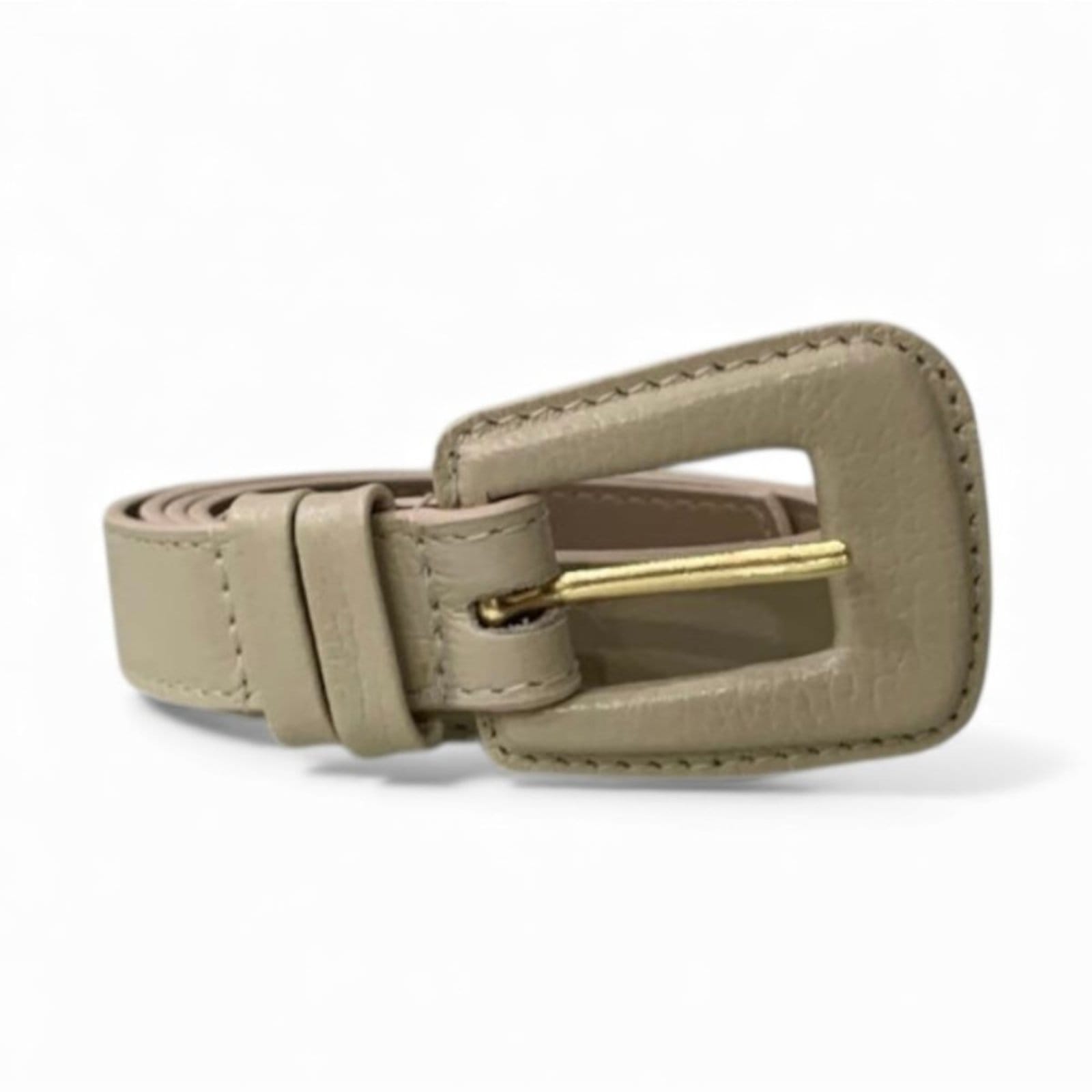 Cinto Feminino em Couro Fivela Encapada 027 Off White