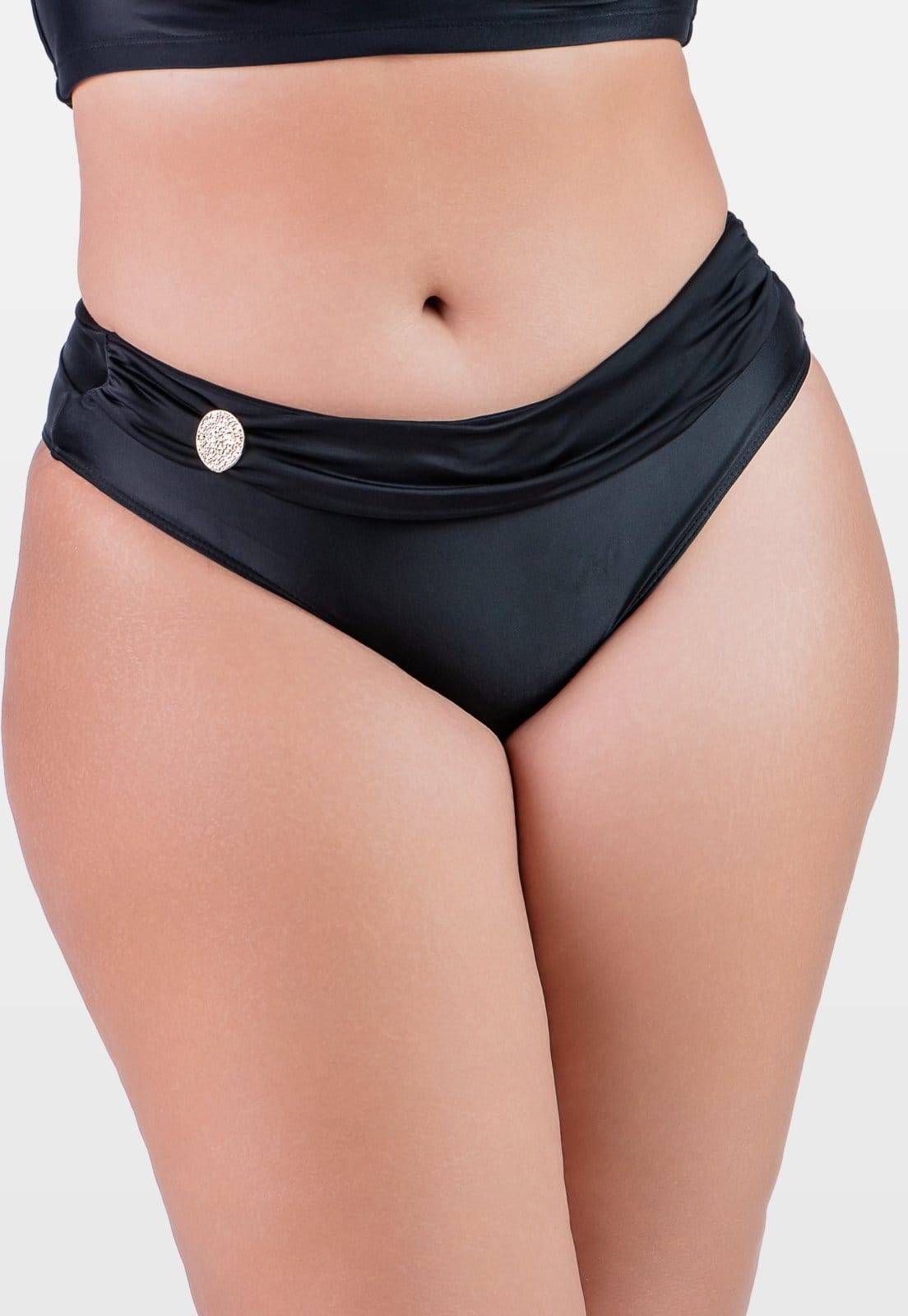 Vista principal Calcinha Summer Soul Cós Alto Com Passante Plus Size Summer Soul preto