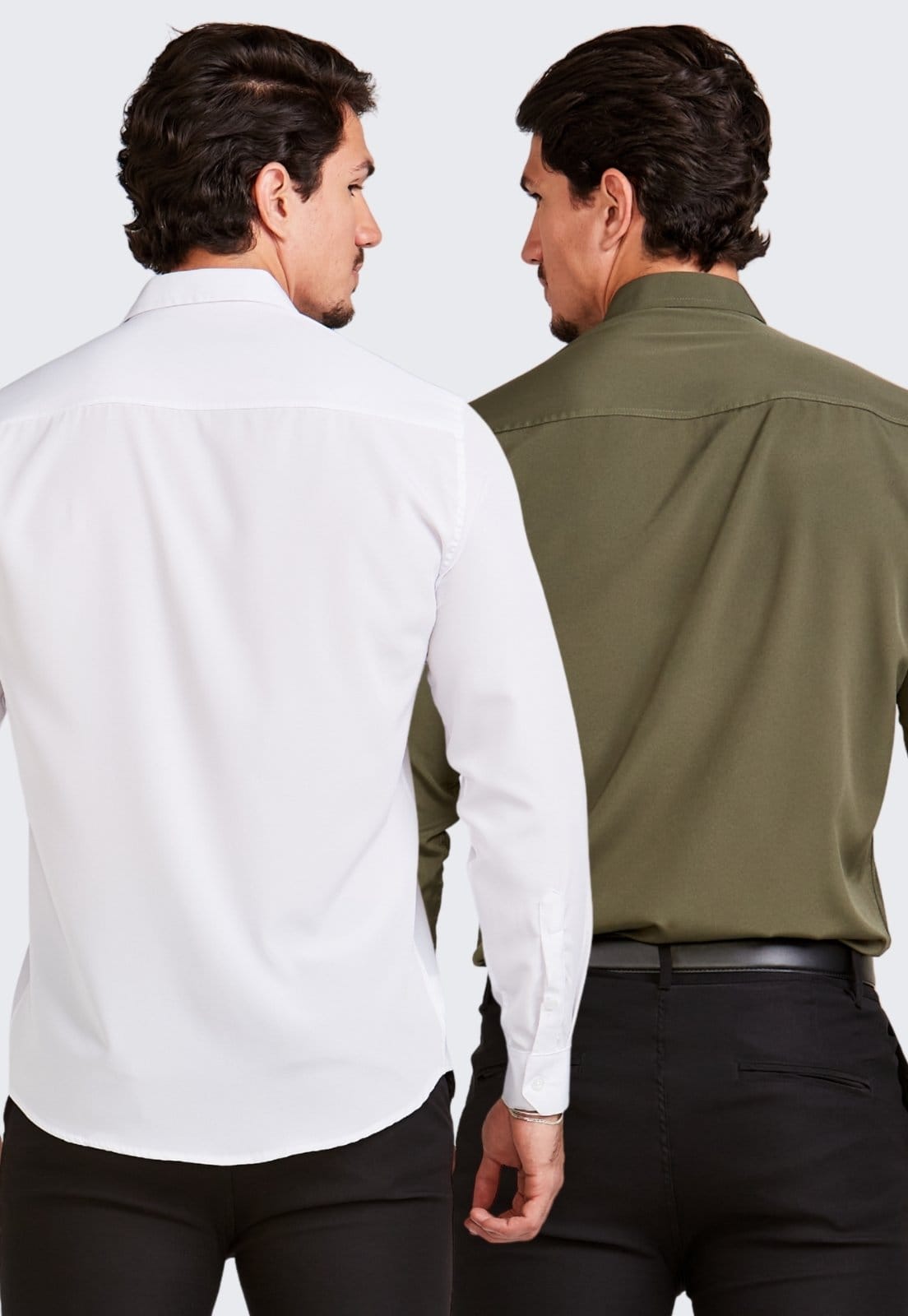 Vista 2 Kit 2 Camisa Social Masculina Manga Longa Daze Modas e Verde Daze Modas branco/verde verde