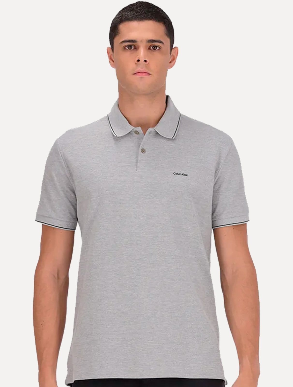 Polo Calvin Klein Masculina Piquet Slim Básica Relevo Mescla