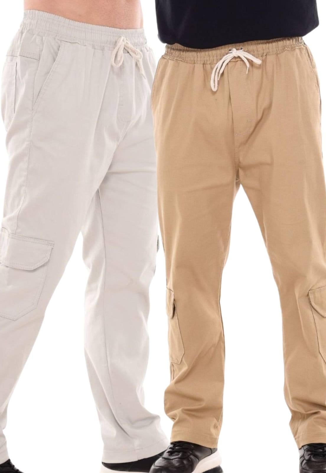 Kit 2 Calças Jogger Mys Jeans com Bolso Cargo Sem Punho Gelo