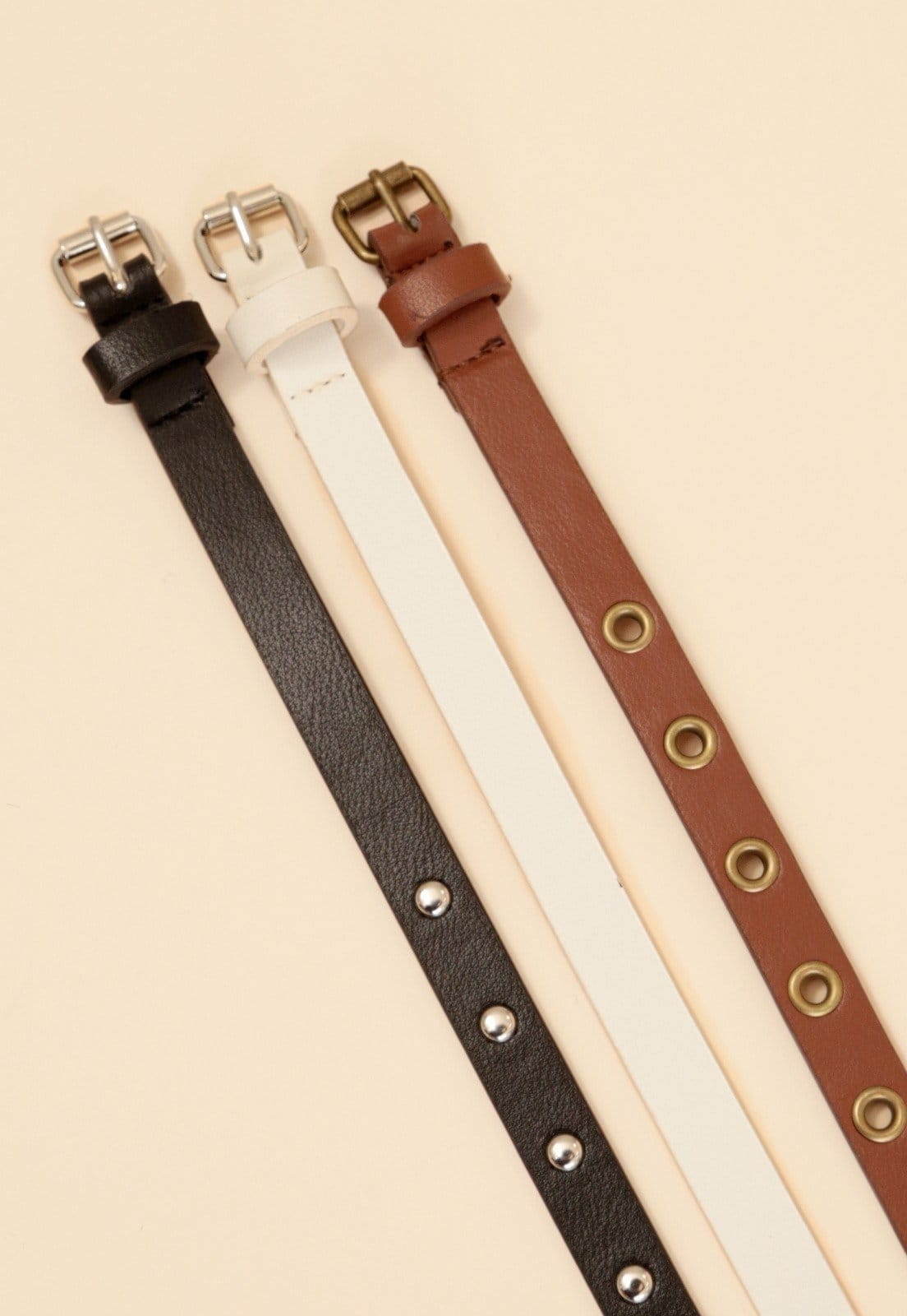 Vista principal Kit De 3 Cintos Finos Pop Me Com Ilhós E Tachas Pop Me multicolorido