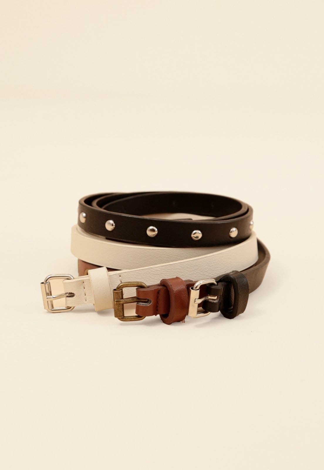 Vista 2 Kit De 3 Cintos Finos Pop Me Com Ilhós E Tachas Pop Me multicolorido