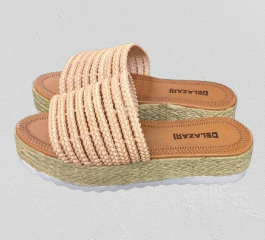 Vista 2 Sandália Delazari Flatform Trança Delazari nude