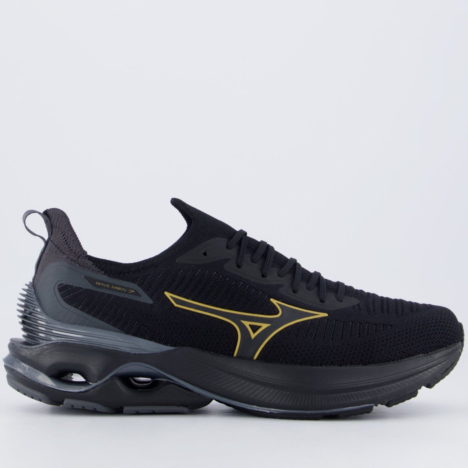 Tênis Mizuno Wave Mirai 7 e Dourado