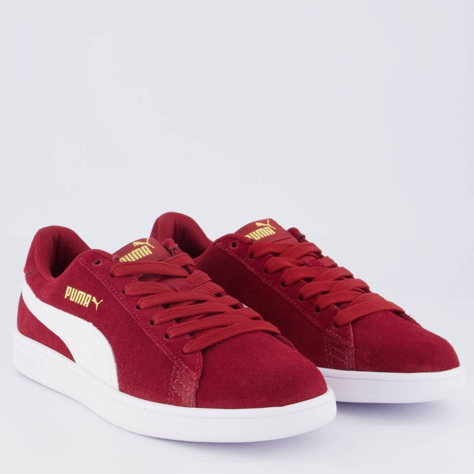 Vista 2 Tênis Puma Smash V3 BDP Feminino Bordô Puma vermelho
