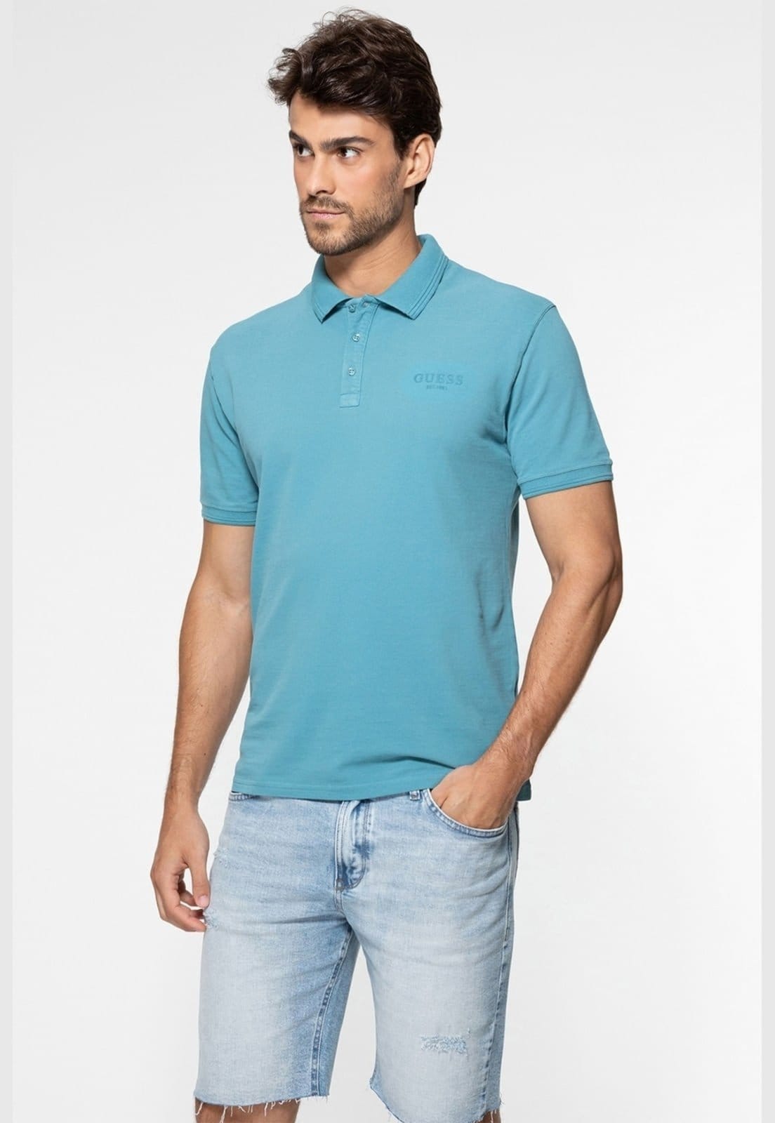 Camisa Polo Guess Silk Relevo Est 1981