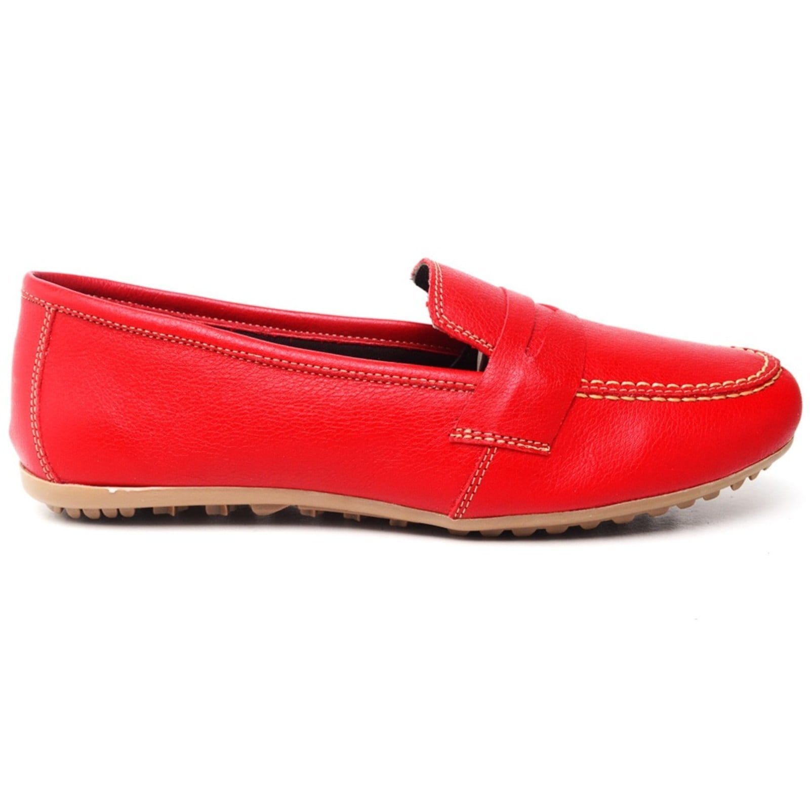 Vista 2 Mocassim Feminino diRavena em Couro - Cod200 diRavena vermelho