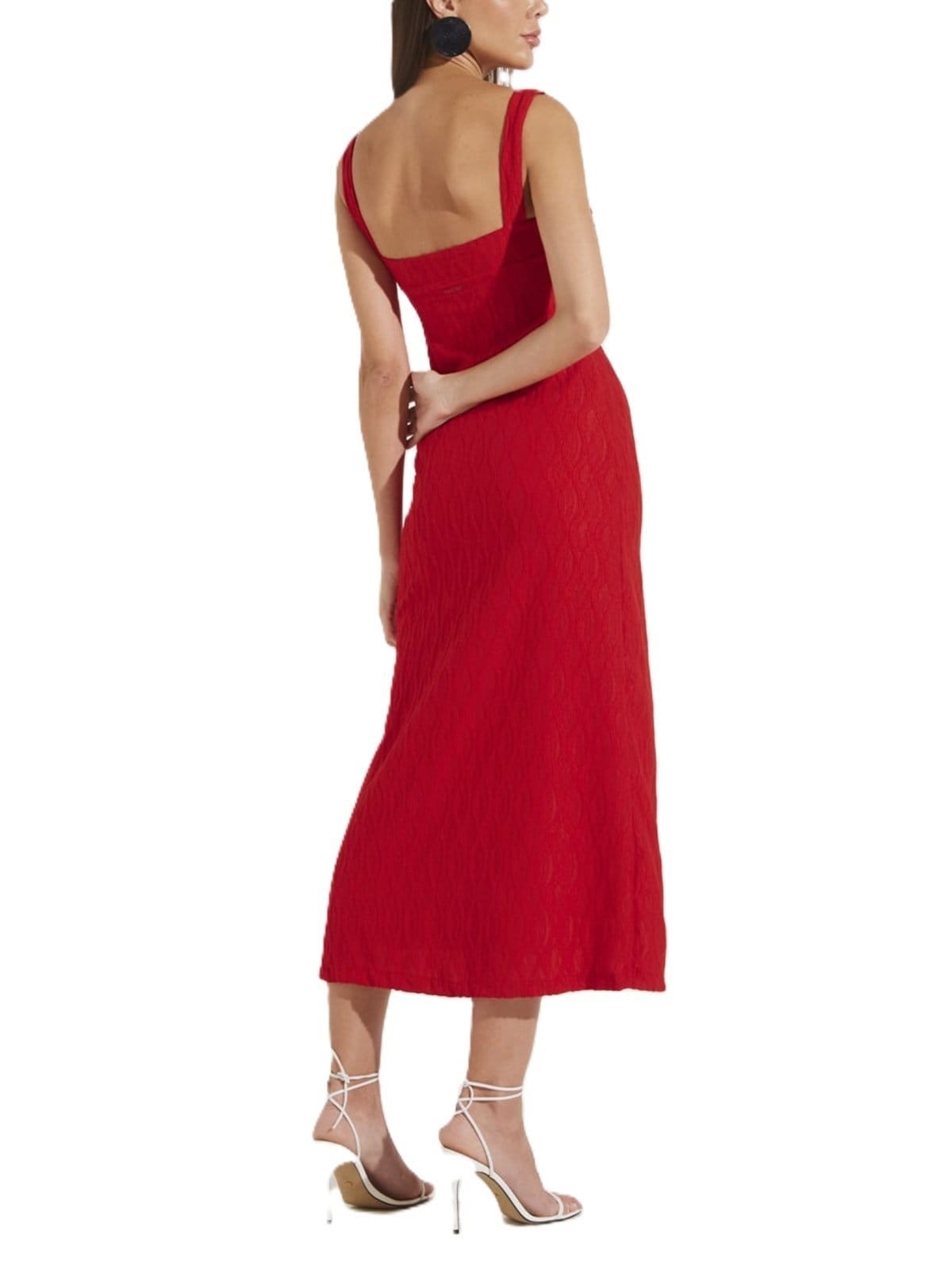 Vista 2 Vestido Forum Midi Regata Forum vermelho
