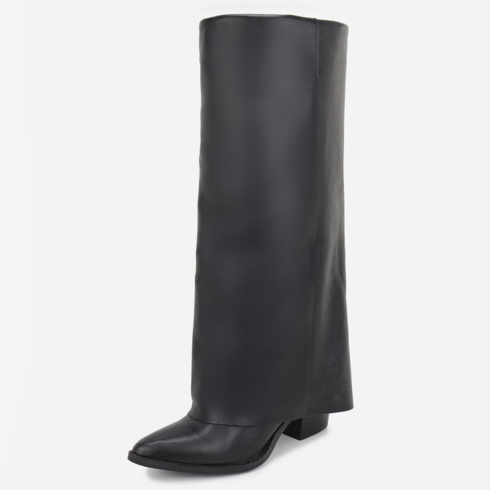 Bota Maria Paua Store Feminina Cano Longo Em Couro Salto Bloco Elegante