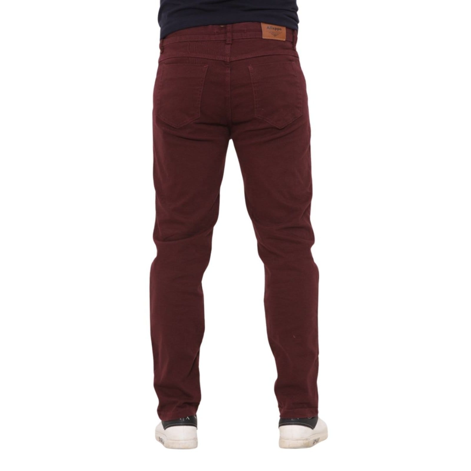 Vista 2 Calça Masculina de Sarja na Cor Corte Tradicional Casual Jeans Loka bordô/vinho