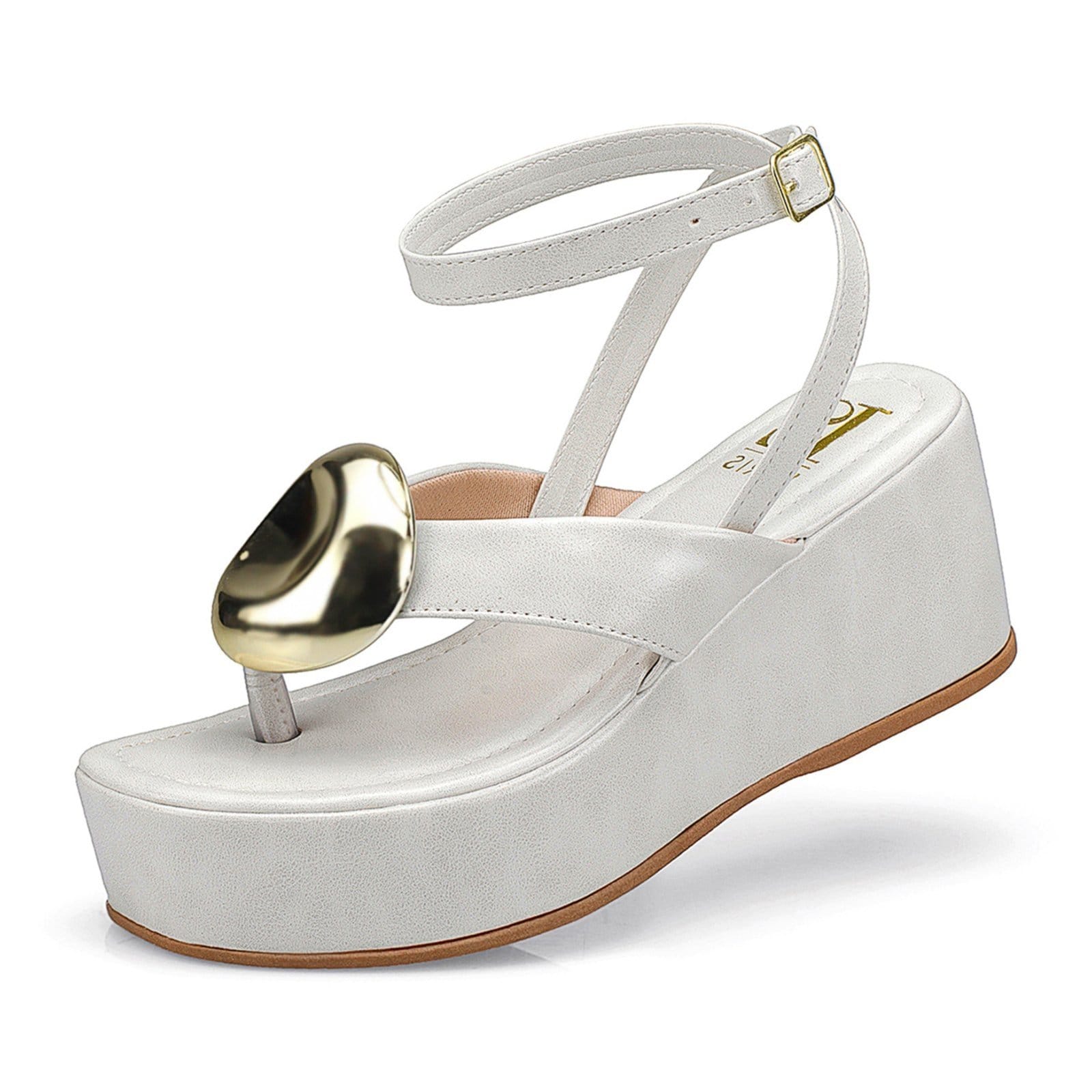 Sandália Feminina Tira Anabela Flatform Fivela Ilhós Moda 430 OFF