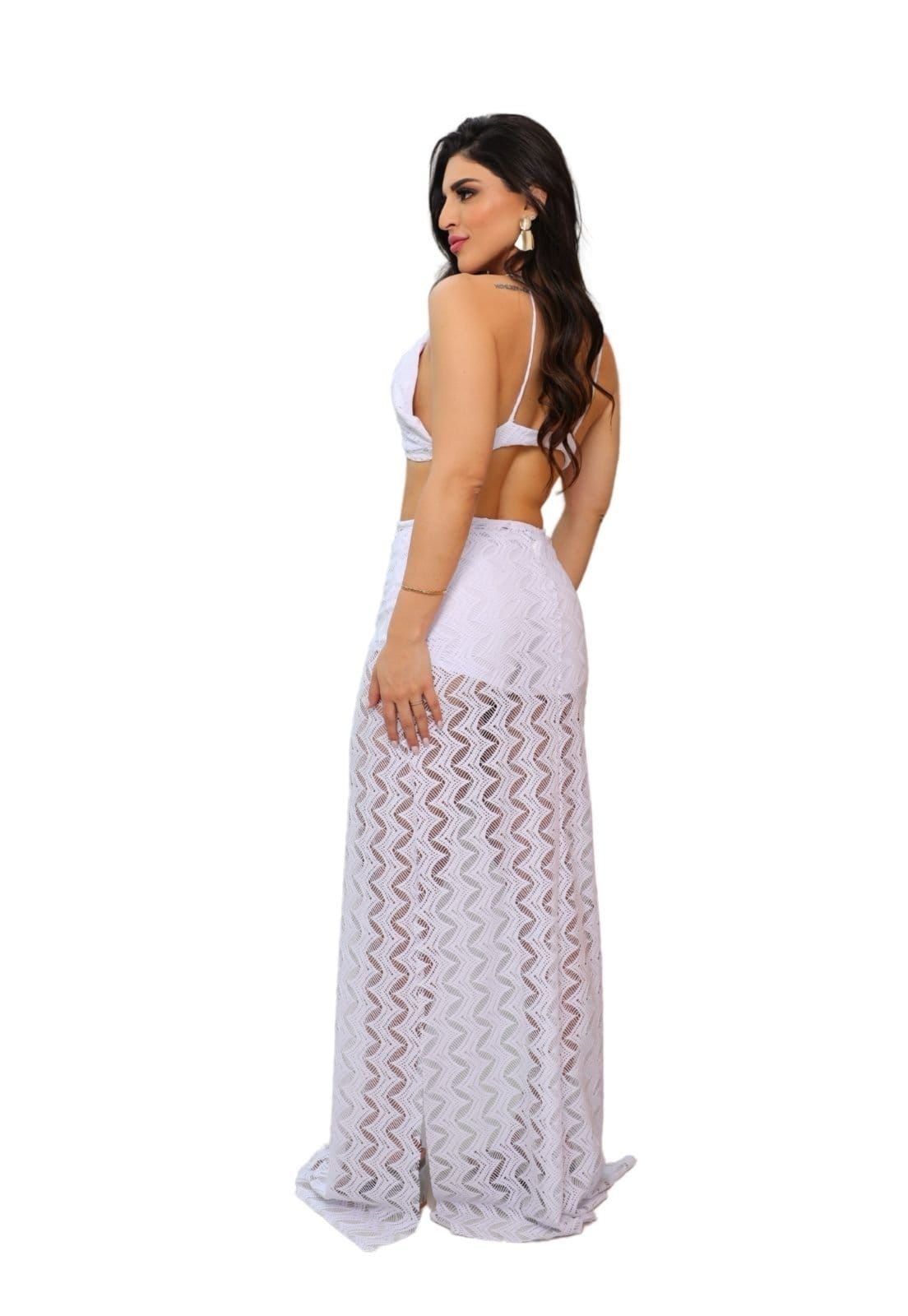 Conjunto Renda Saia Longa e Top Alcinha Com Hot Panties Réveillon Ano Novo Sampaio - 2