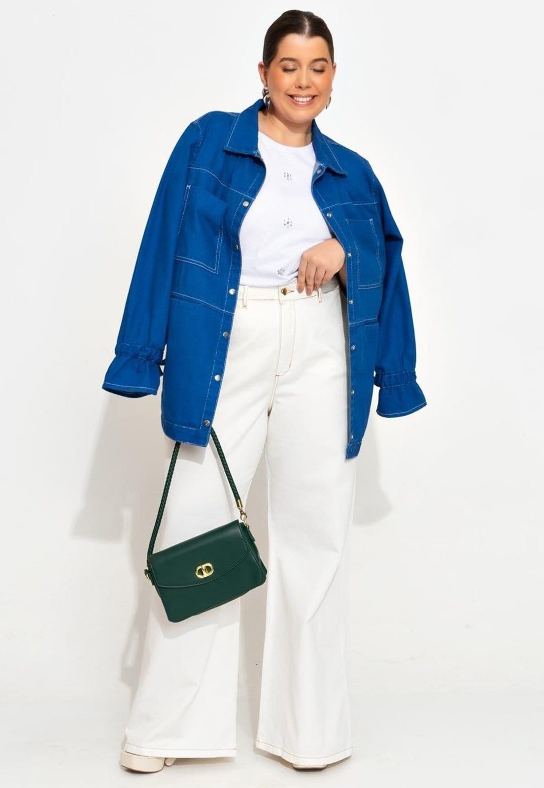 Calça Pantalona Em Jeans