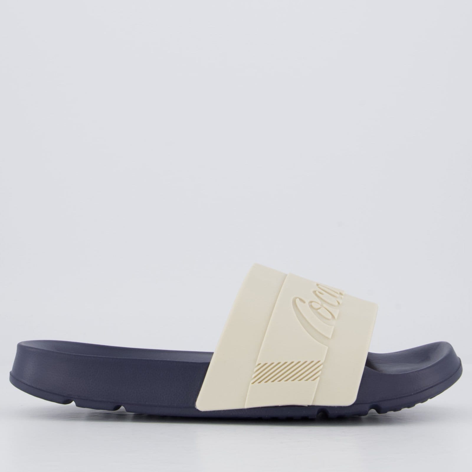 Vista 2 Chinelo Coca Cola Injetado Slide Elevate Marinho e Bege Coca-Cola preto