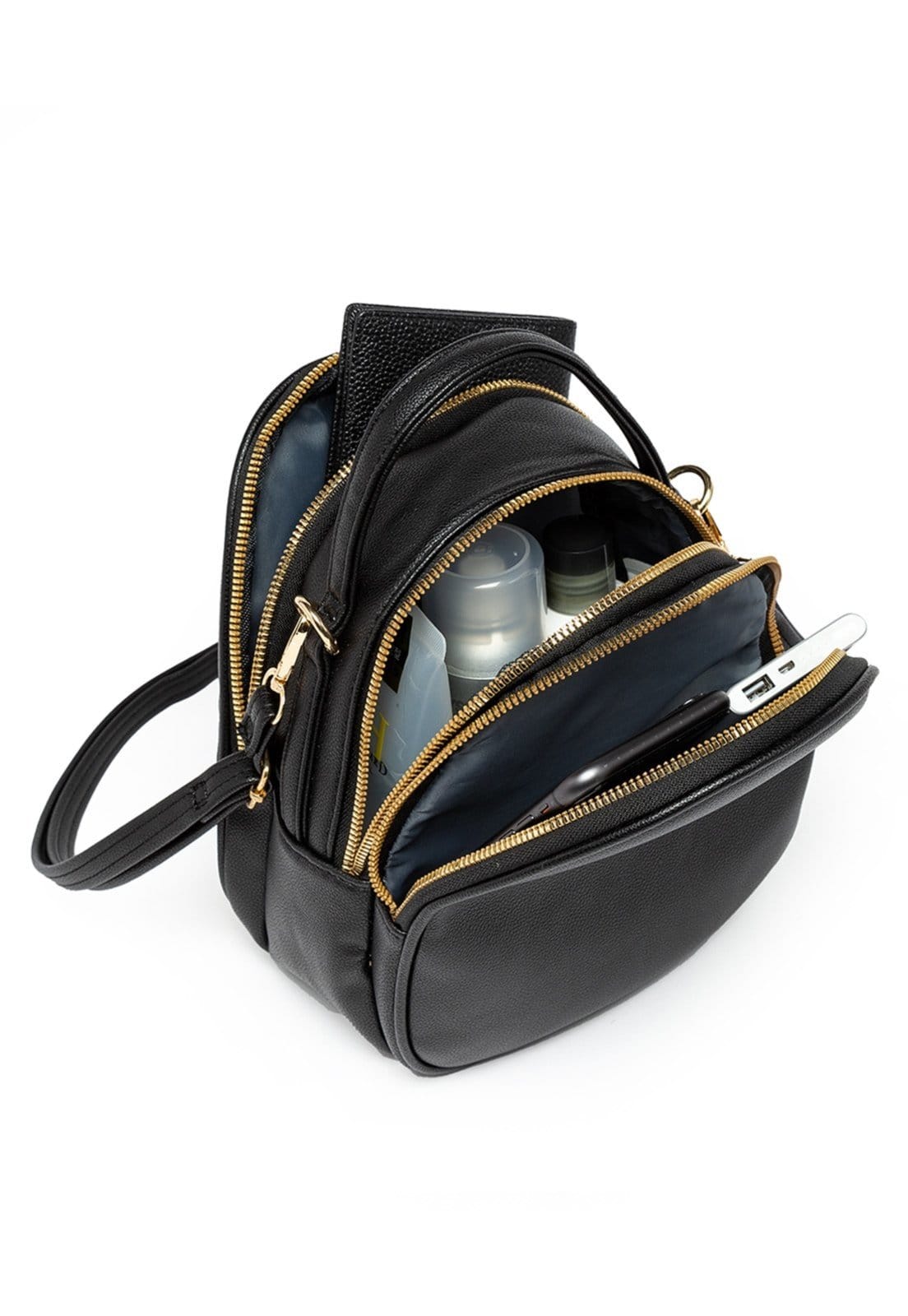 Vista 2 Mochila Bolsa Feminina Bag Transversal Uso Diário Casual Impermeável Reforçada GUELPH preto