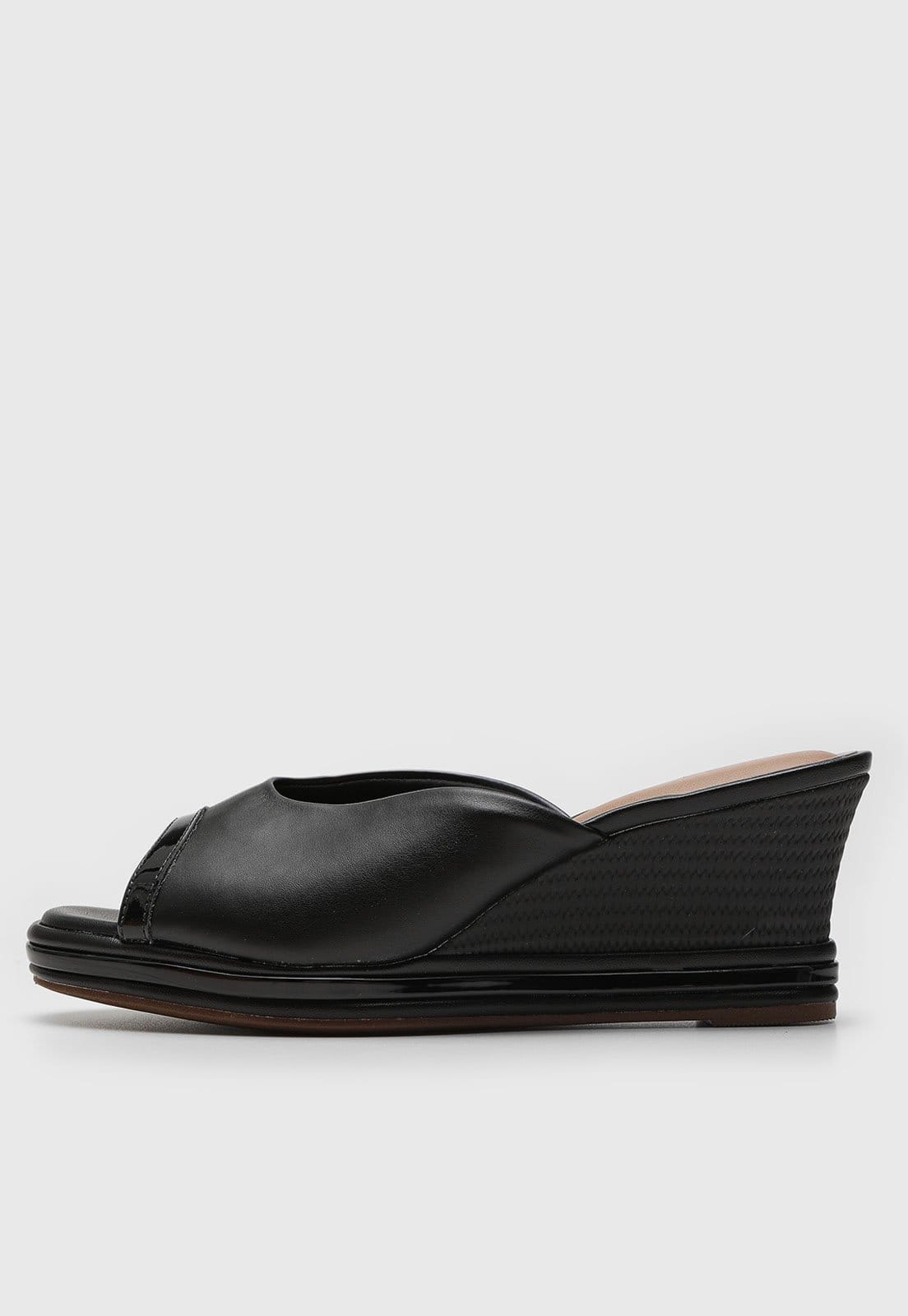 Tamanco Anabela Beira Rio Salto Texturizado