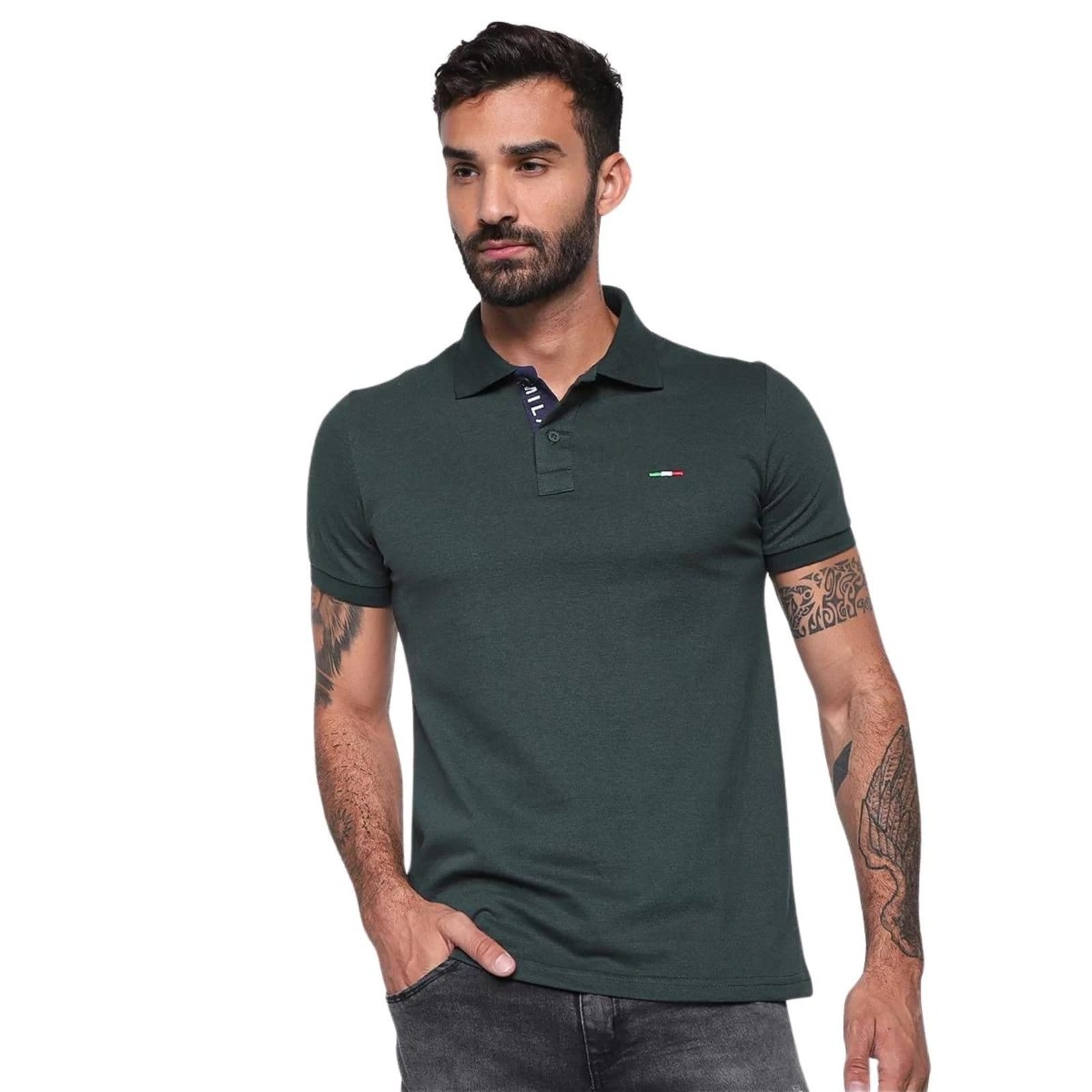 Camisa Polo Vih Triny Masculina Básica Piquet no Estilo Tommy Bordado Itália Militar - 2