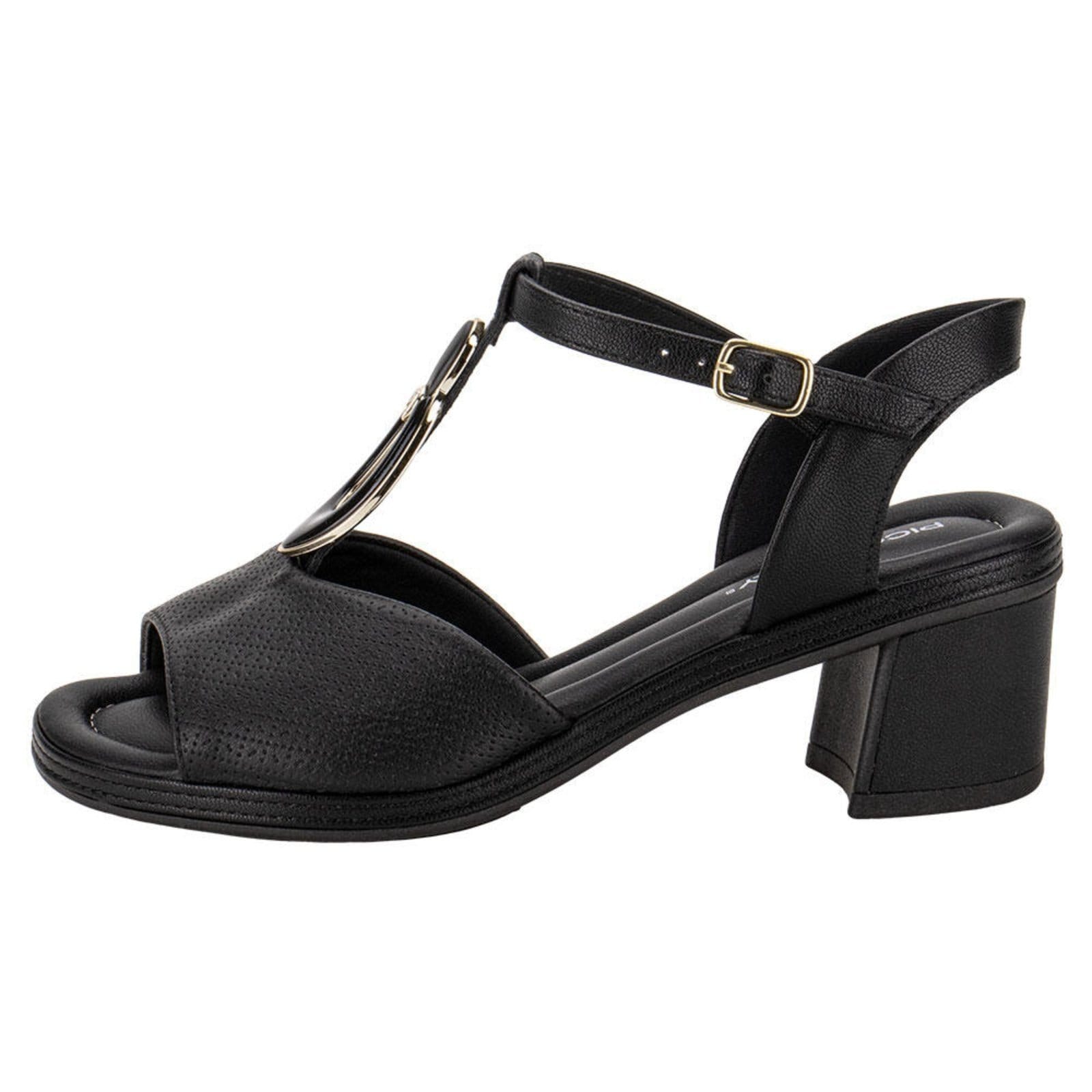 Vista 2 Sandália Feminina Salto Grosso Piccadilly 566060 A0086060 Piccadilly preto