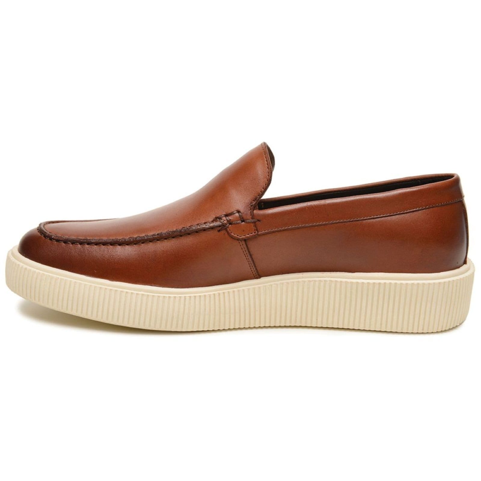 Vista 2 Sapato Masculino Casual Veritimo Em Couro Sapatenis Slip On Derby Mocassim Conforto Whisky Veritimo marrom