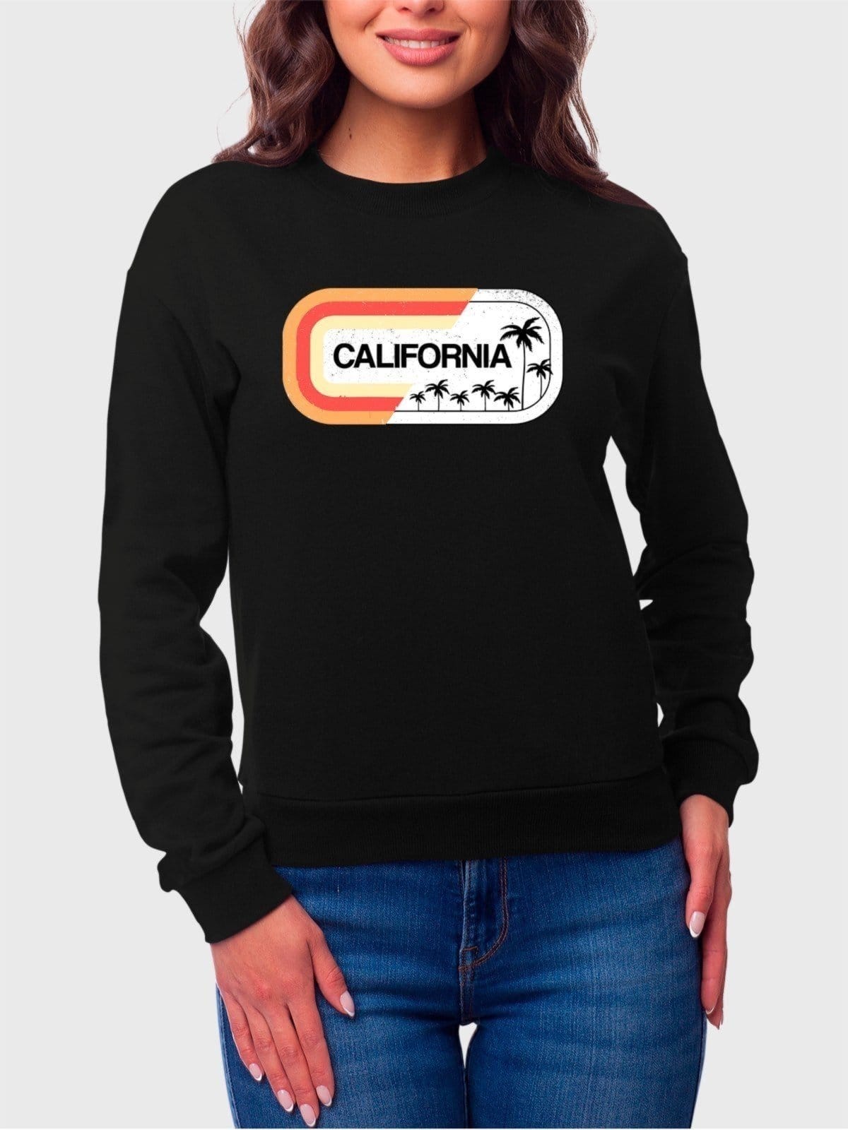 Moletom Gola Redonda Feminino Flanelado Estampa Califórnia Tropical