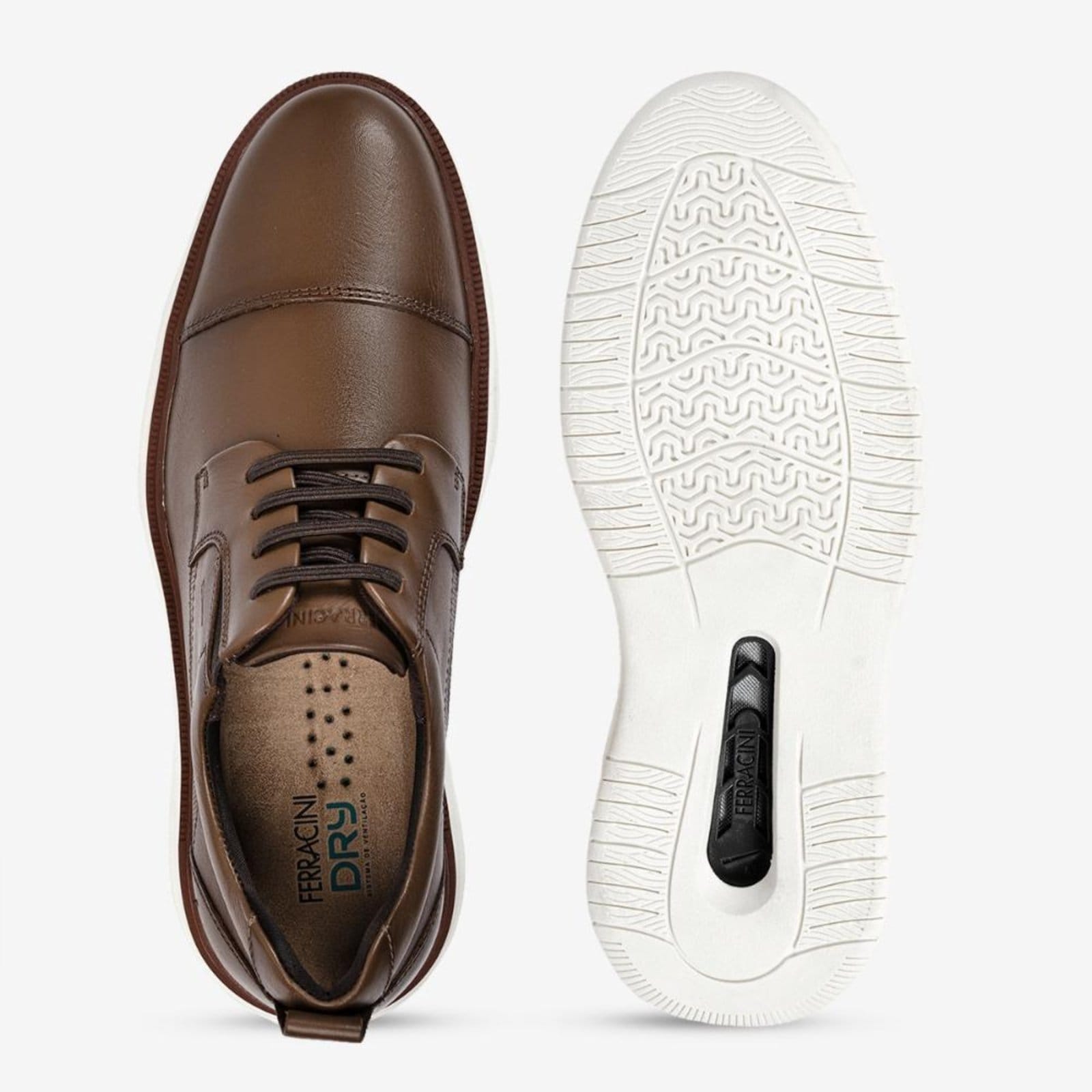 Vista 2 Sapato Masculino Modena Ferracini com Sola Branca Oxford FERRACINI marrom