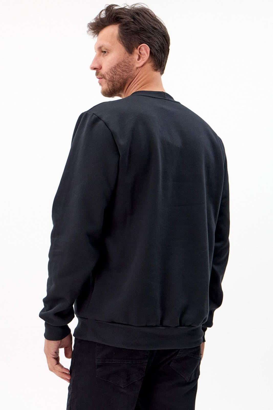 Vista 2 Blusa Masculina Moletom Careca com Estampa Vida Marinha preto