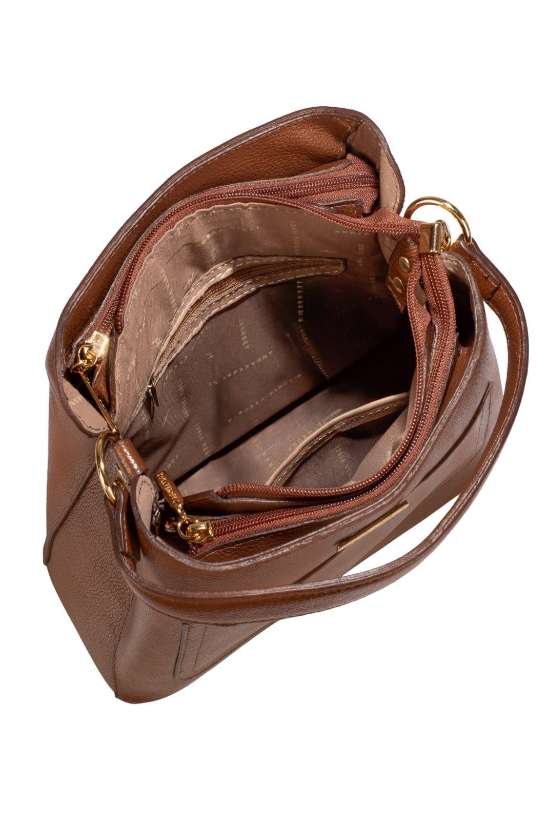 Vista 2 Bolsa de mão em couro liso Madu - Whisky Andrea Vinci café