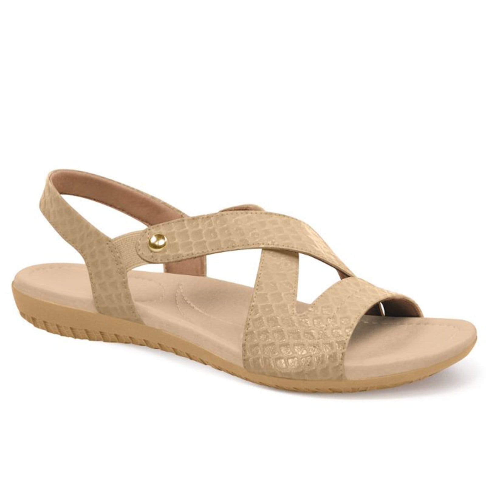 Sandália Usaflex Rasteira Couro Elastico Conforto R1804 Creme -179