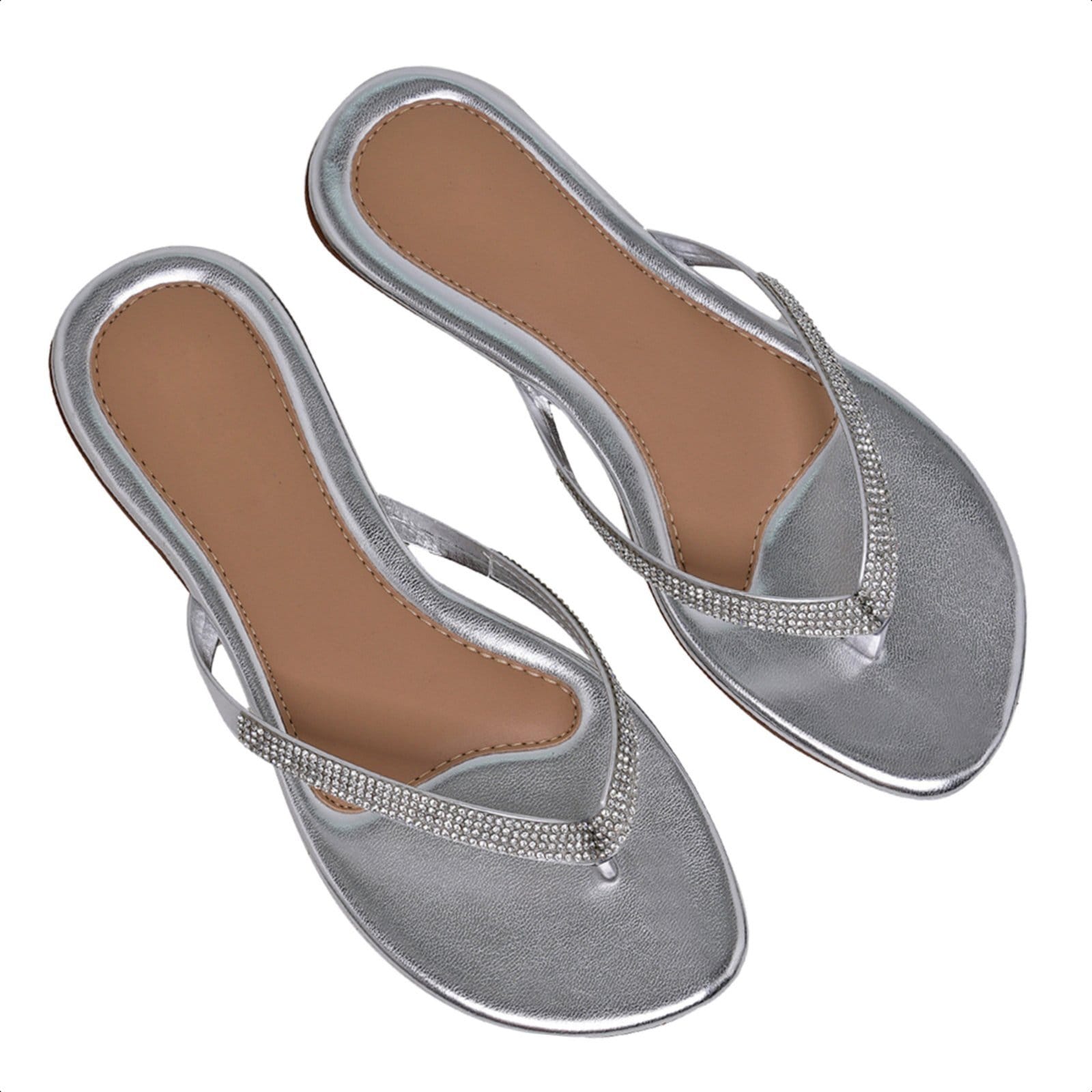 Chinelo Feminino Salto Baixo Rasteirinha Com Strass Carmelo Shoes Casual Dia a Dia Praia