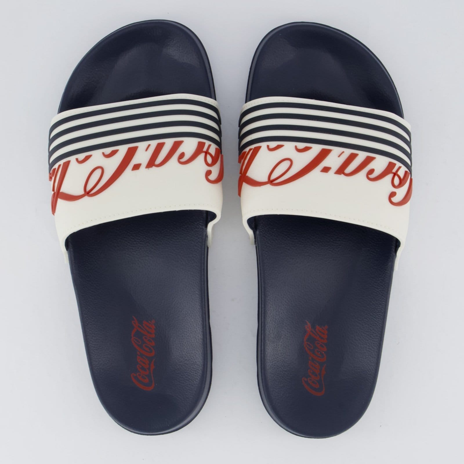 Chinelo Coca Cola Slide Motion Marinho e Off White