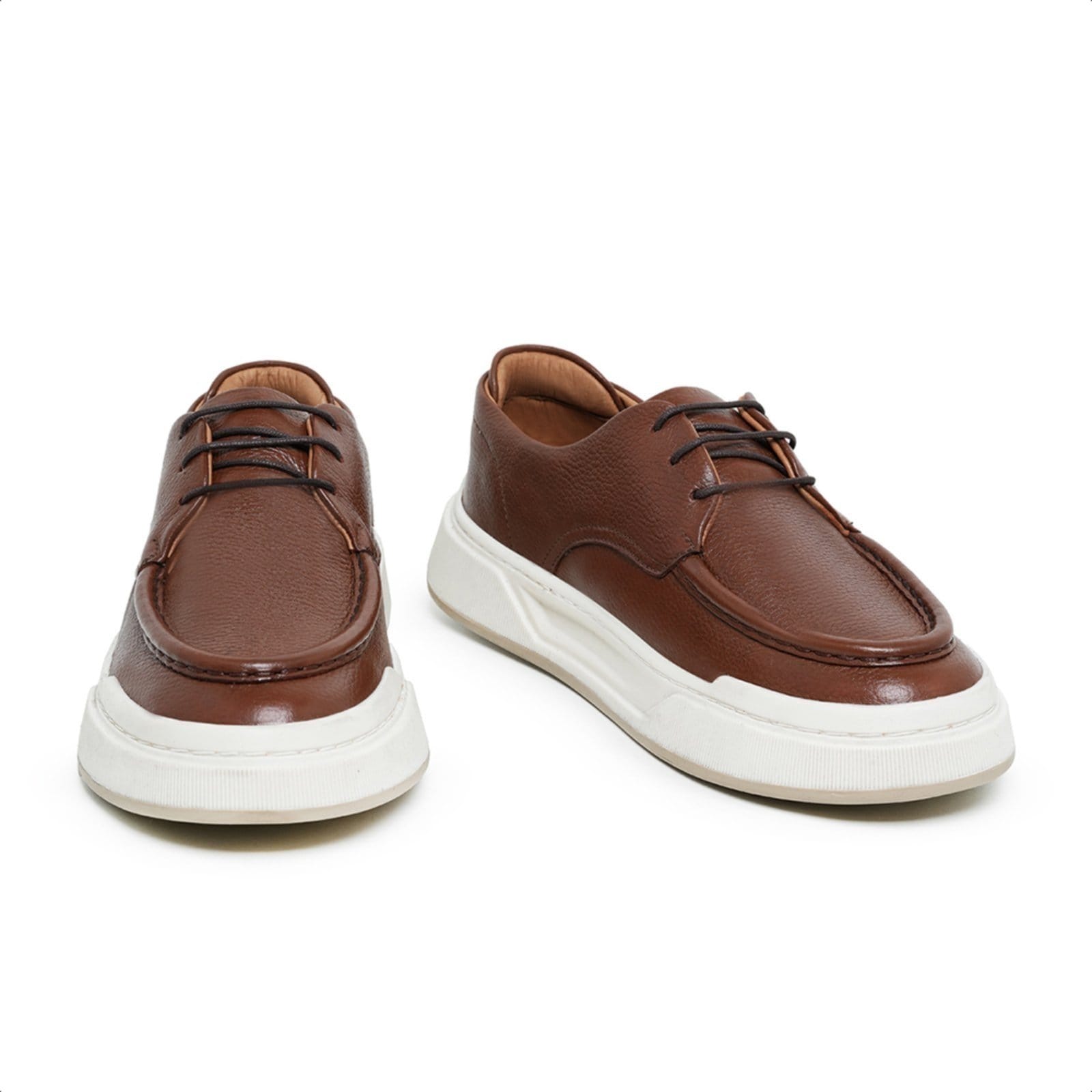 Vista 2 Tênis Masculino Malbork Couro com Solado Branco 027000M Malbork marrom