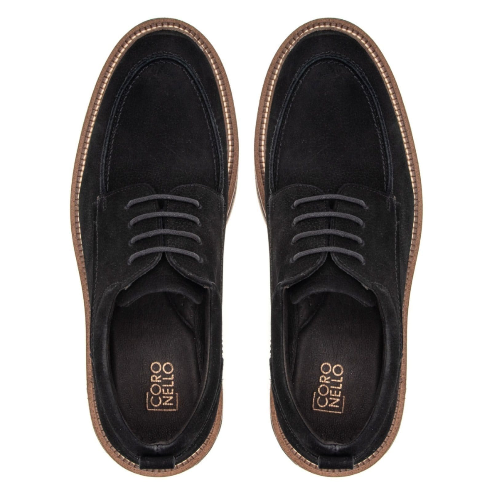 Vista 2 Sapato Derby Joss com Cadarço Original Coronello em Couro Coronello preto